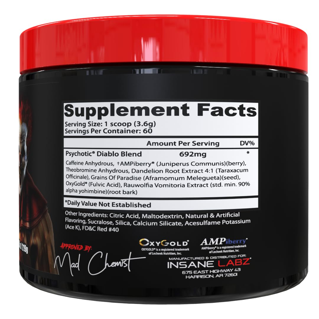 Insane Labz Psychotic Diablo Thermogenic Fat Burner Powder 7.7 oz