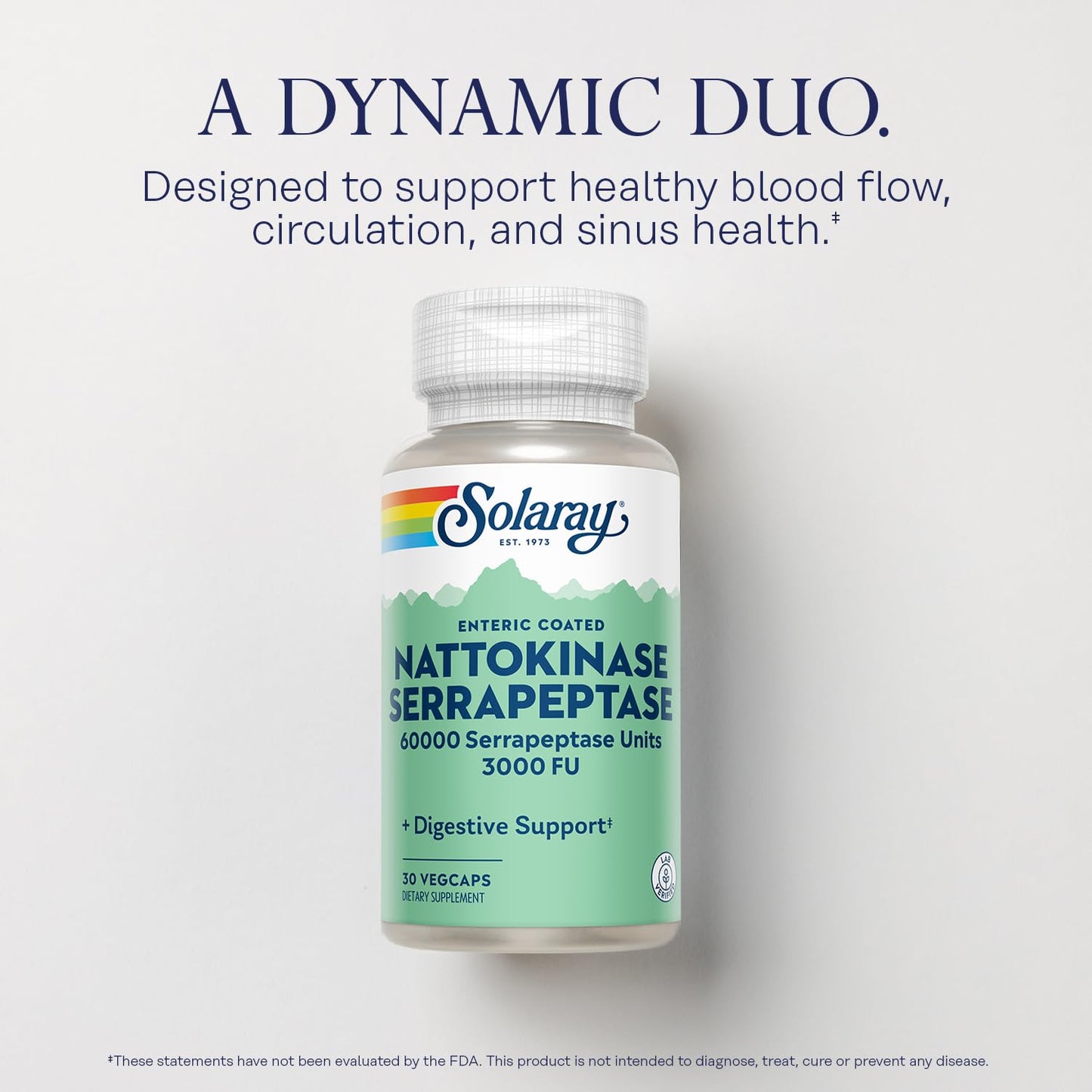 SOLARAY Nattokinase Serrapeptase Supplement Capsules 30