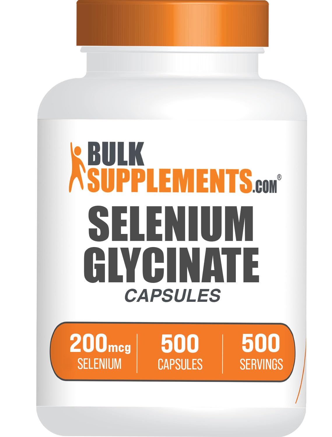 BulkSupplements Selenium Glycinate Capsules - Selenium Supplement, 200mcg per Capsule, 500 Count