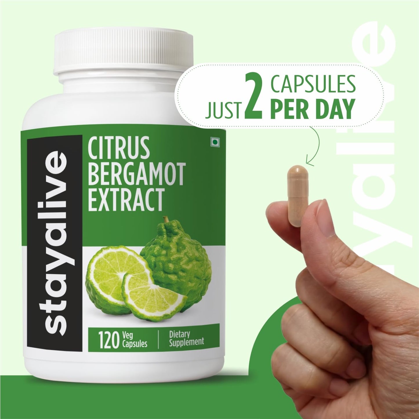 STAY ALIVE Citrus Bergamot Capsules 1000mg, 120 Capsules