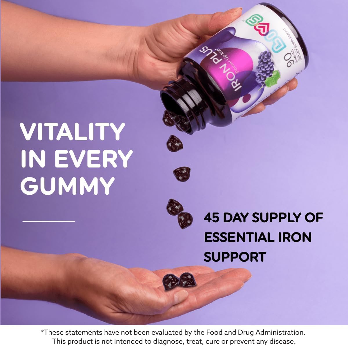 LIVS Iron Gummies for Kids with Vitamin C Gummy 120 Count