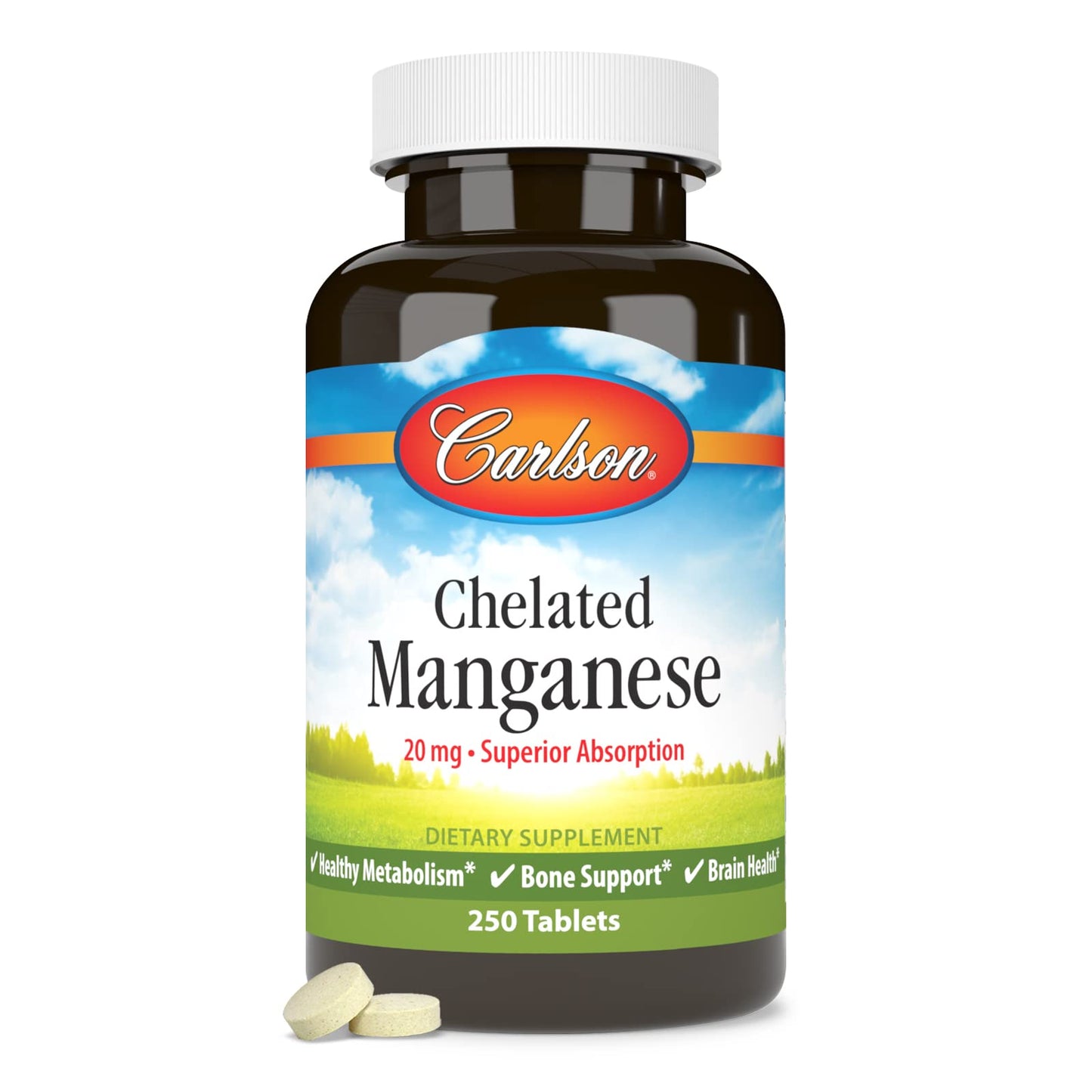 Carlson Chelated Manganese 20 mg, 250 Tablets
