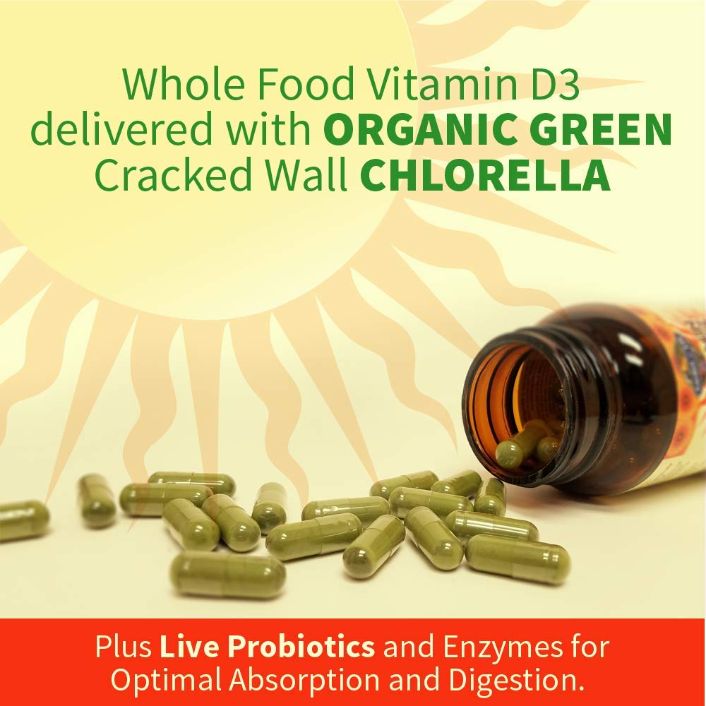 Garden of Life Vitamin Code Raw D3 Vitamin D 2,000 IU, Raw Whole Food D3 with Chlorella, Fruit, Veggies & Probiotics for Bone & Immune Health, Capsules, 60 Count