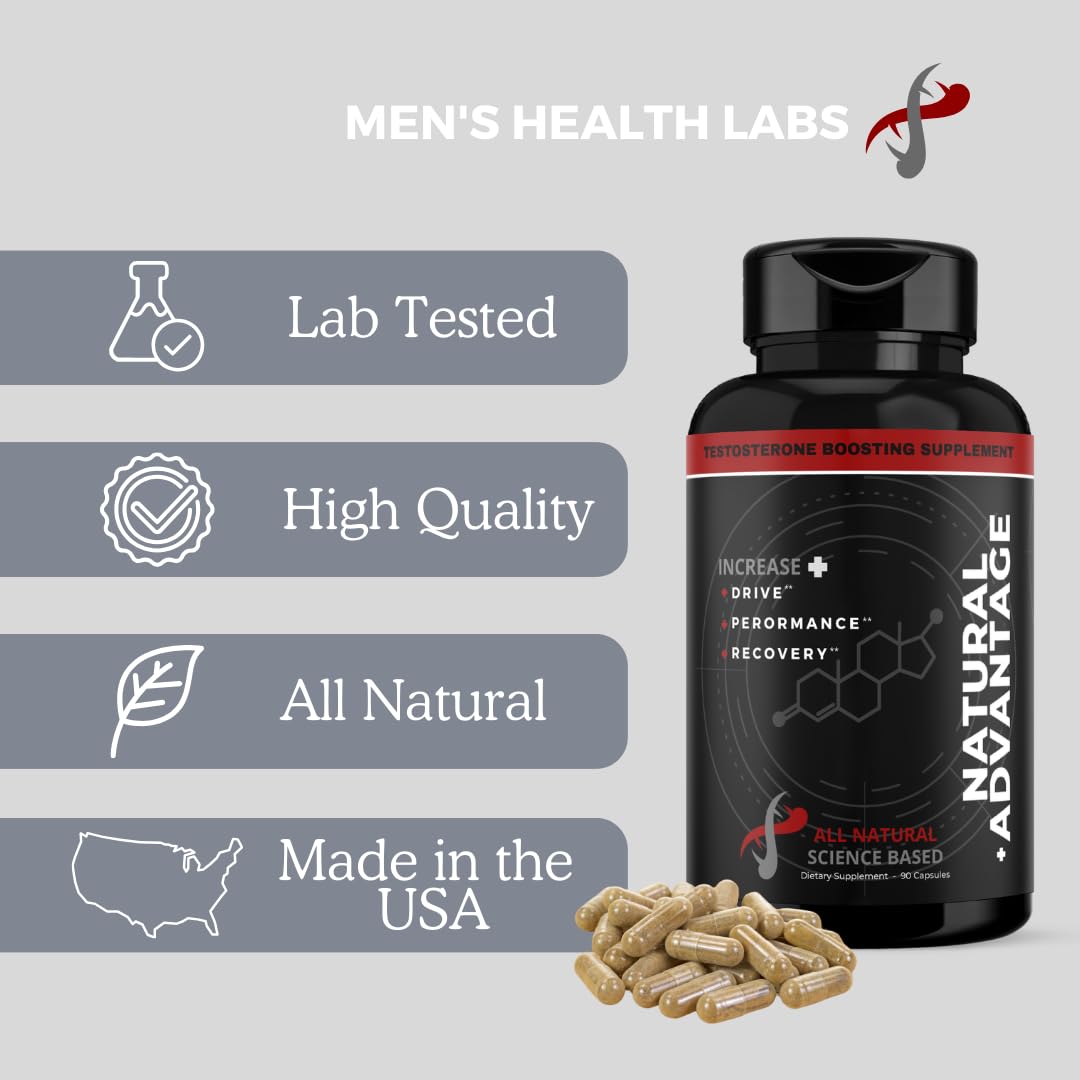 Men's Health Labs Natural Advantage All Natural Testosterone Booster 90 Capsules