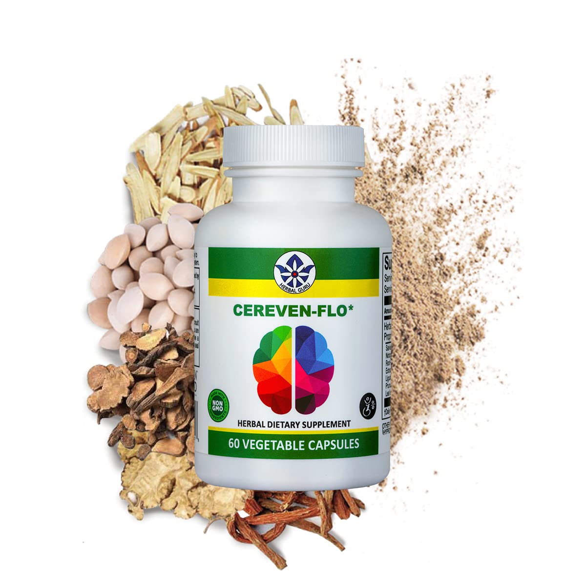 Herb Guru CEREVEN-FLO Brain Health & Blood Circulation Supplement Capsule 1 Count