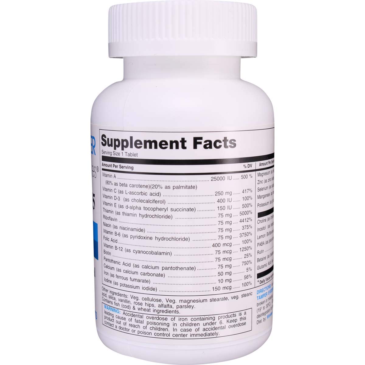 Wonder Laboratories High Potency Daily Multivitamin with Vitamin A 25,000 IU as Beta Carotene Tablets 90