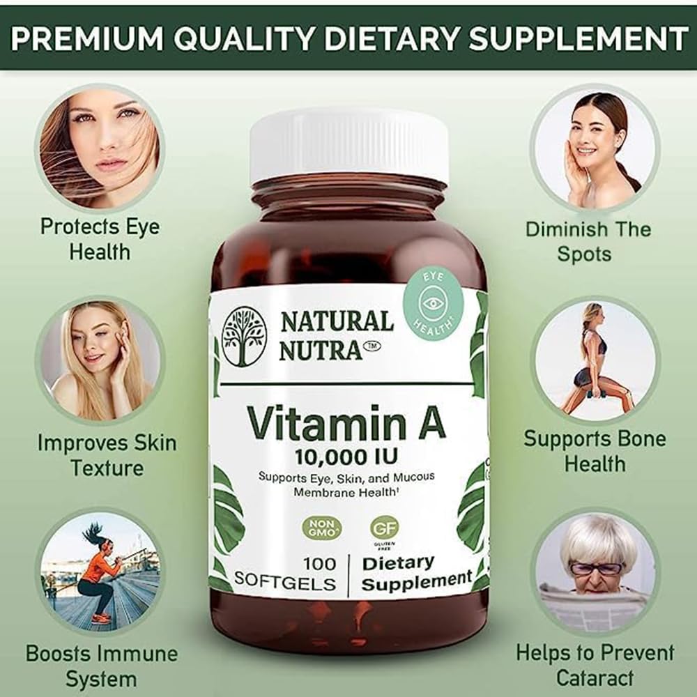 Natural Nutra Vitamin A 10,000 IU Softgels, 100 Softgels