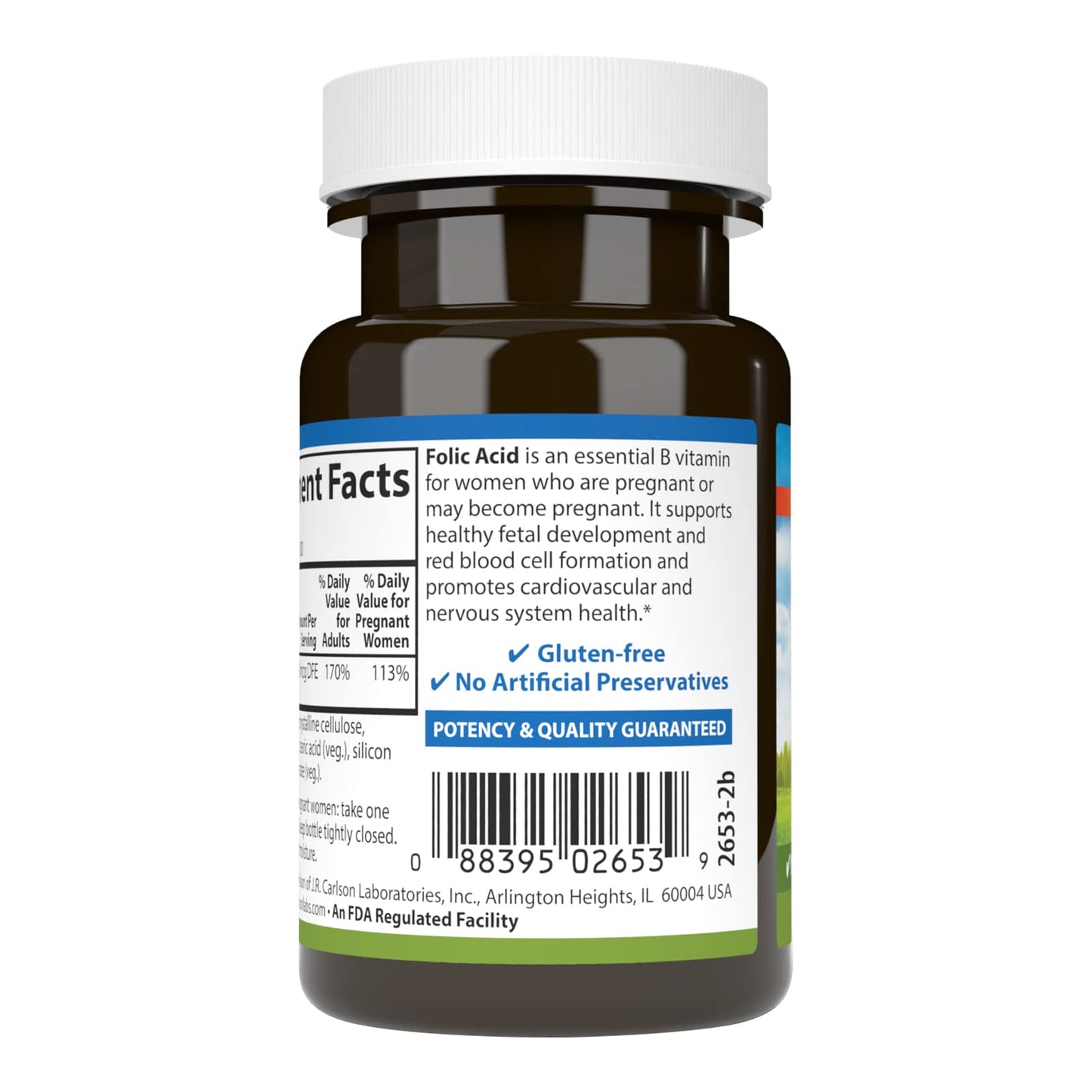 Carlson Folic Acid 400 mcg Tablets, 300 Count
