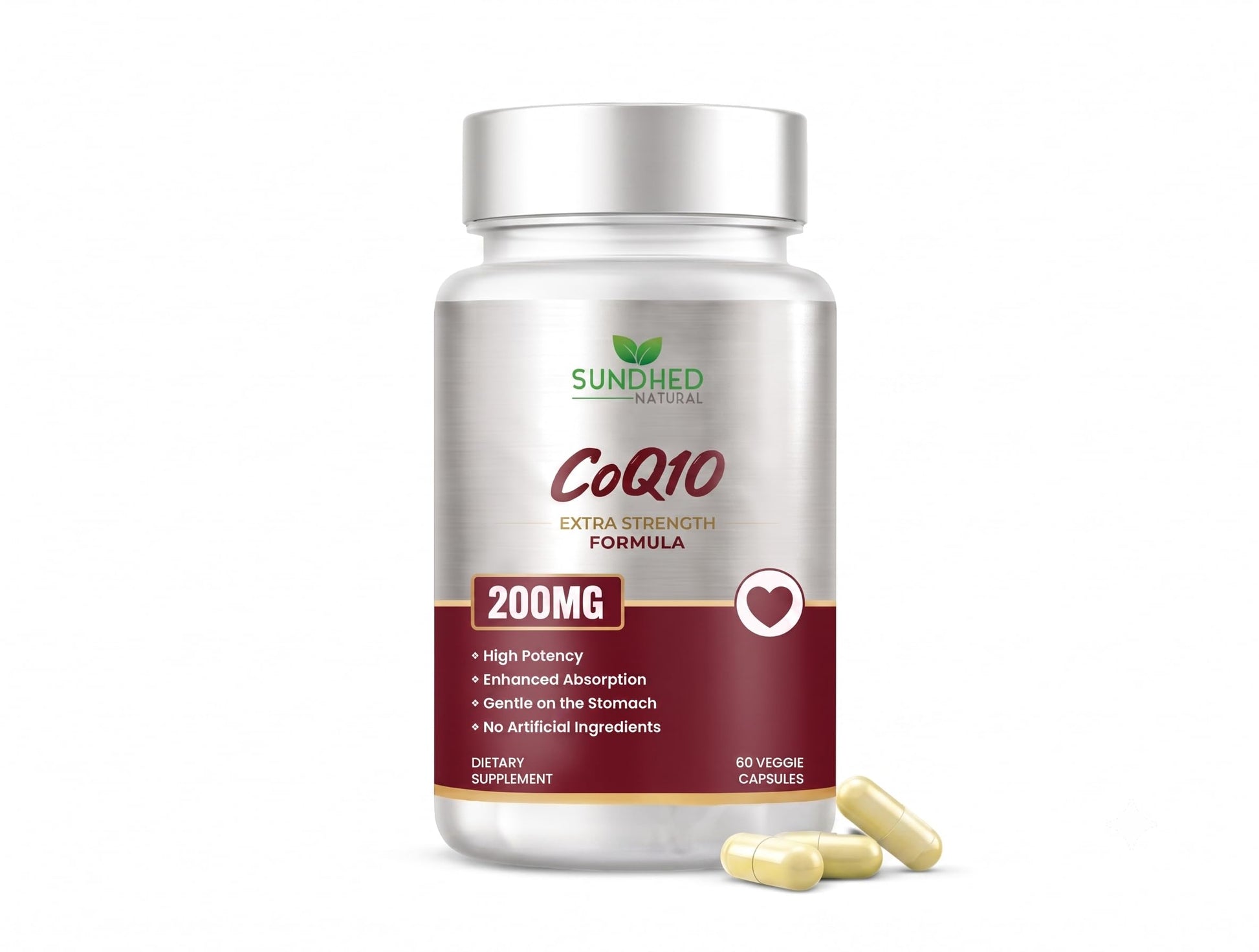 Sundhed Natural CoQ10 200mg Coenzyme Q10 Supplement 60 Capsules