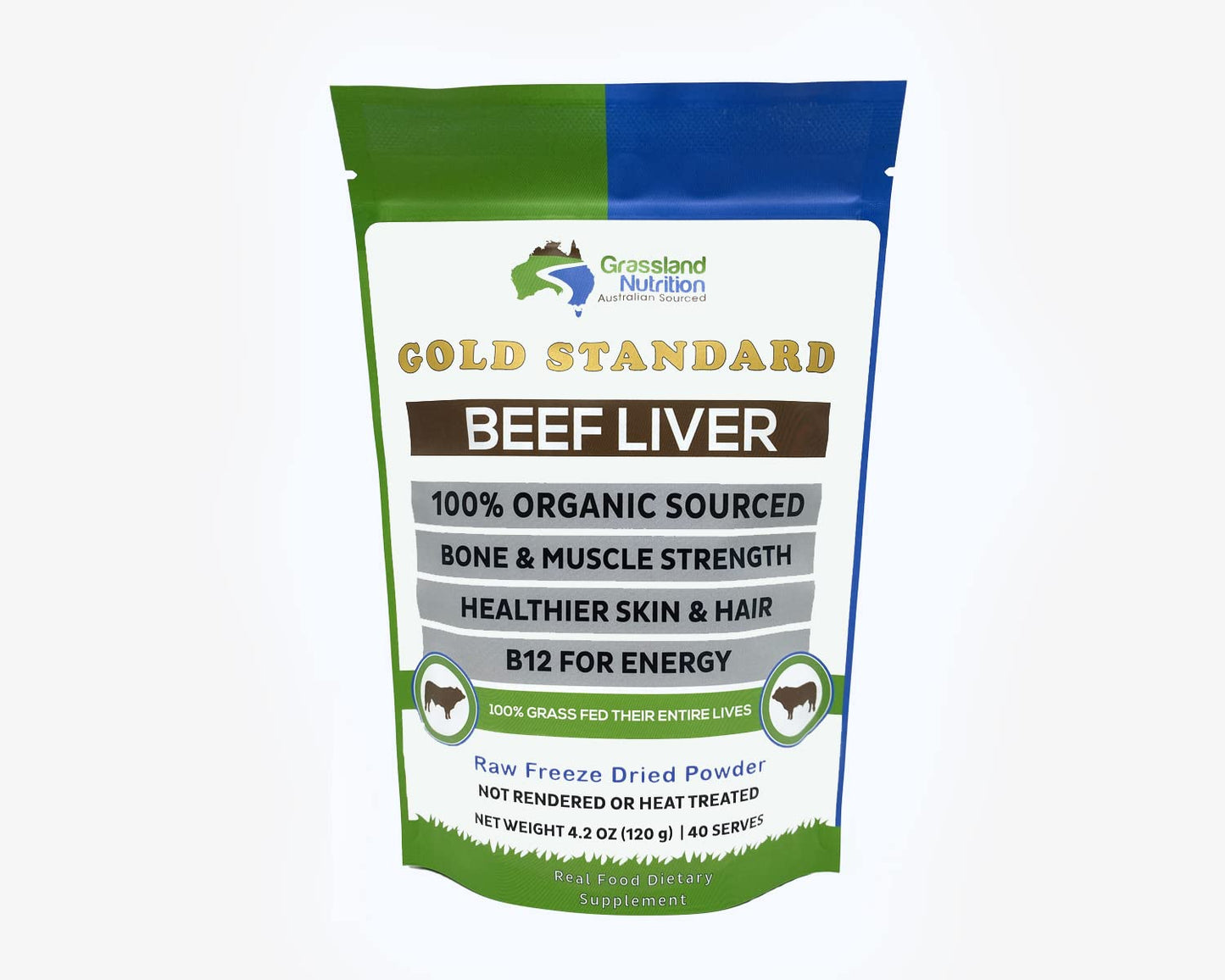 Grassland Nutrition Organic Grass Fed Beef Liver (Freeze Dried) Powder, 4.23 oz