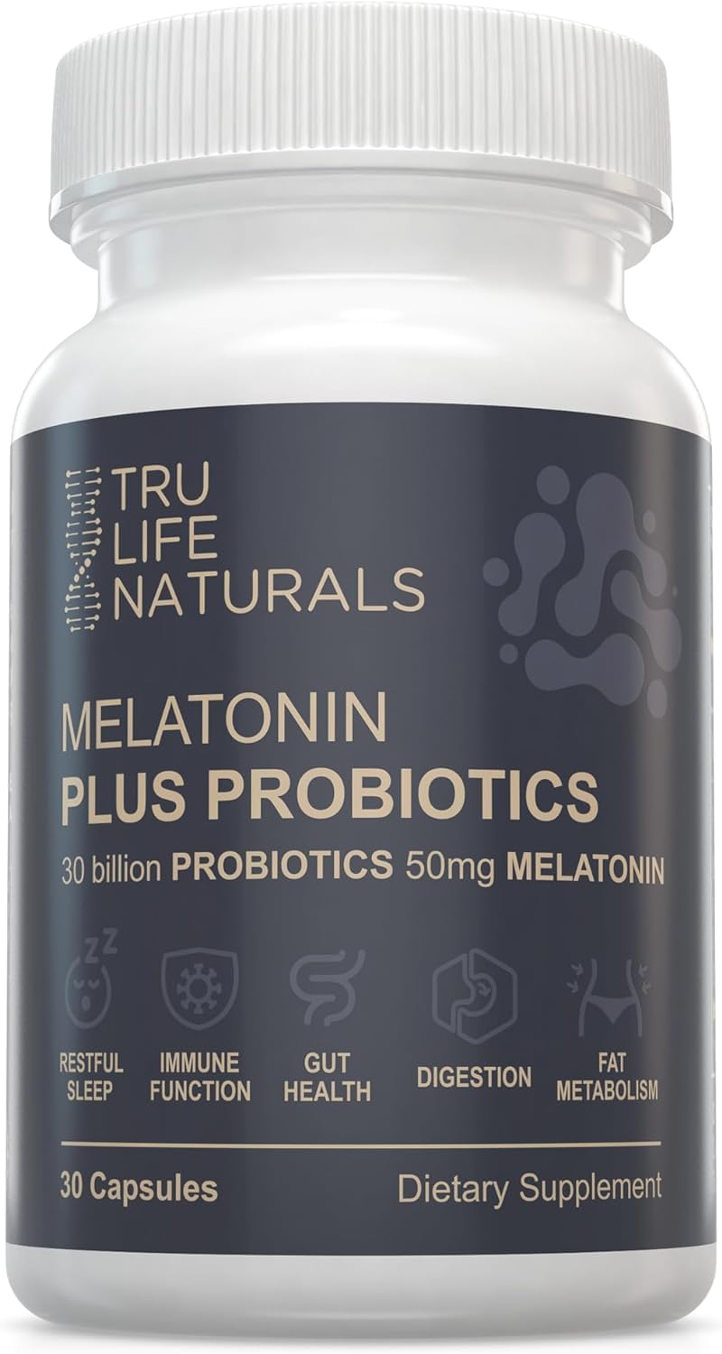 TRULIFE NATURALS Melatonin 50mg Plus Probiotics Capsules, 30 Count
