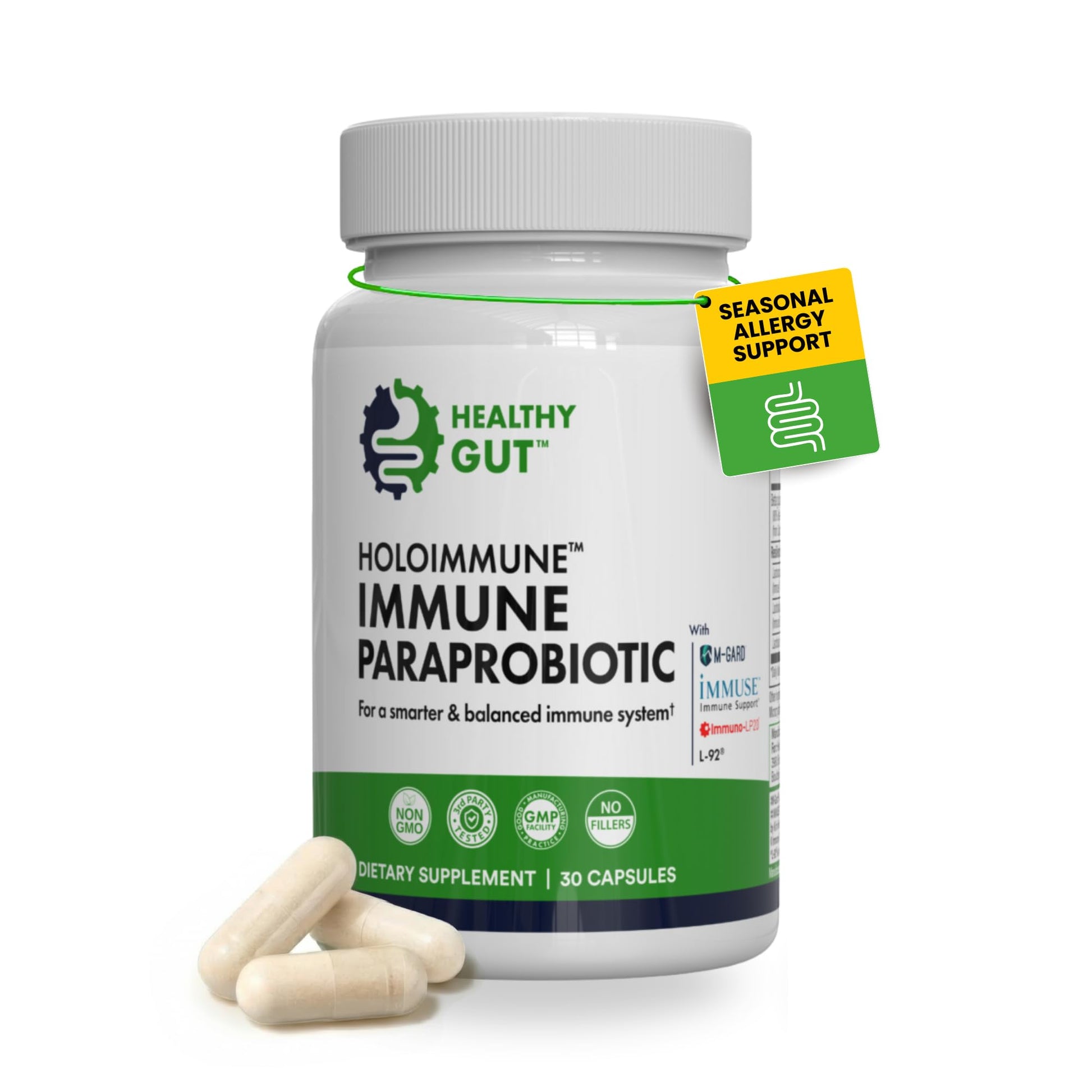 Healthy Gut HoloImmune Paraprobiotic with Immuse Immune Support 30 Capsules