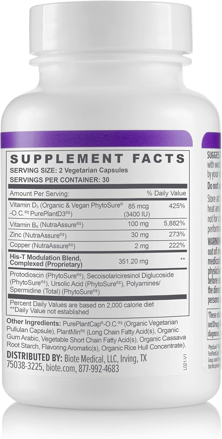 Biote HIS-T Healthy Testosterone Balance Support for Men, 60 Capsules