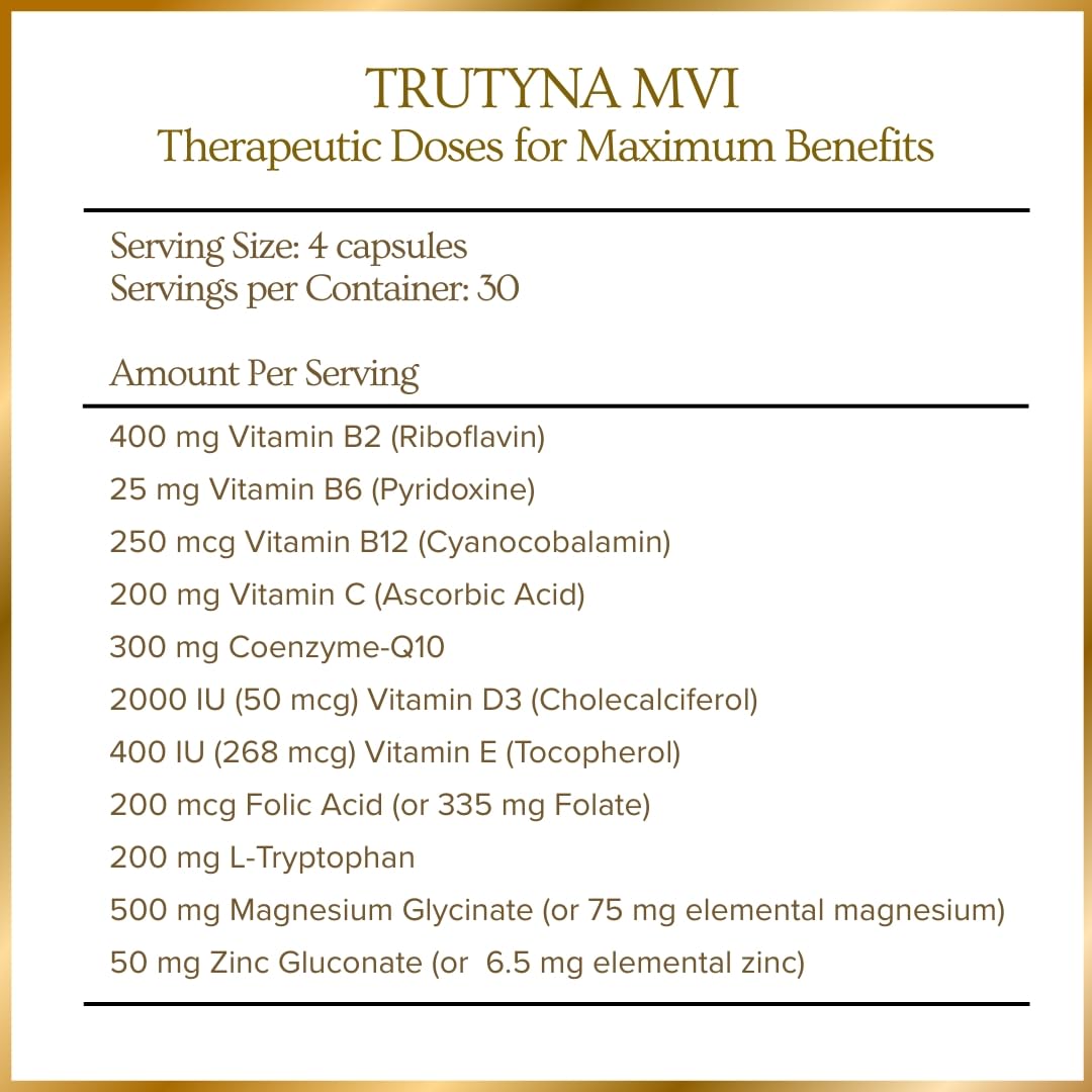 Trutyna MVI - Migraine Relief, Vestibular Support, Brain Health - Naturally Putting Things Together 120 Capsules