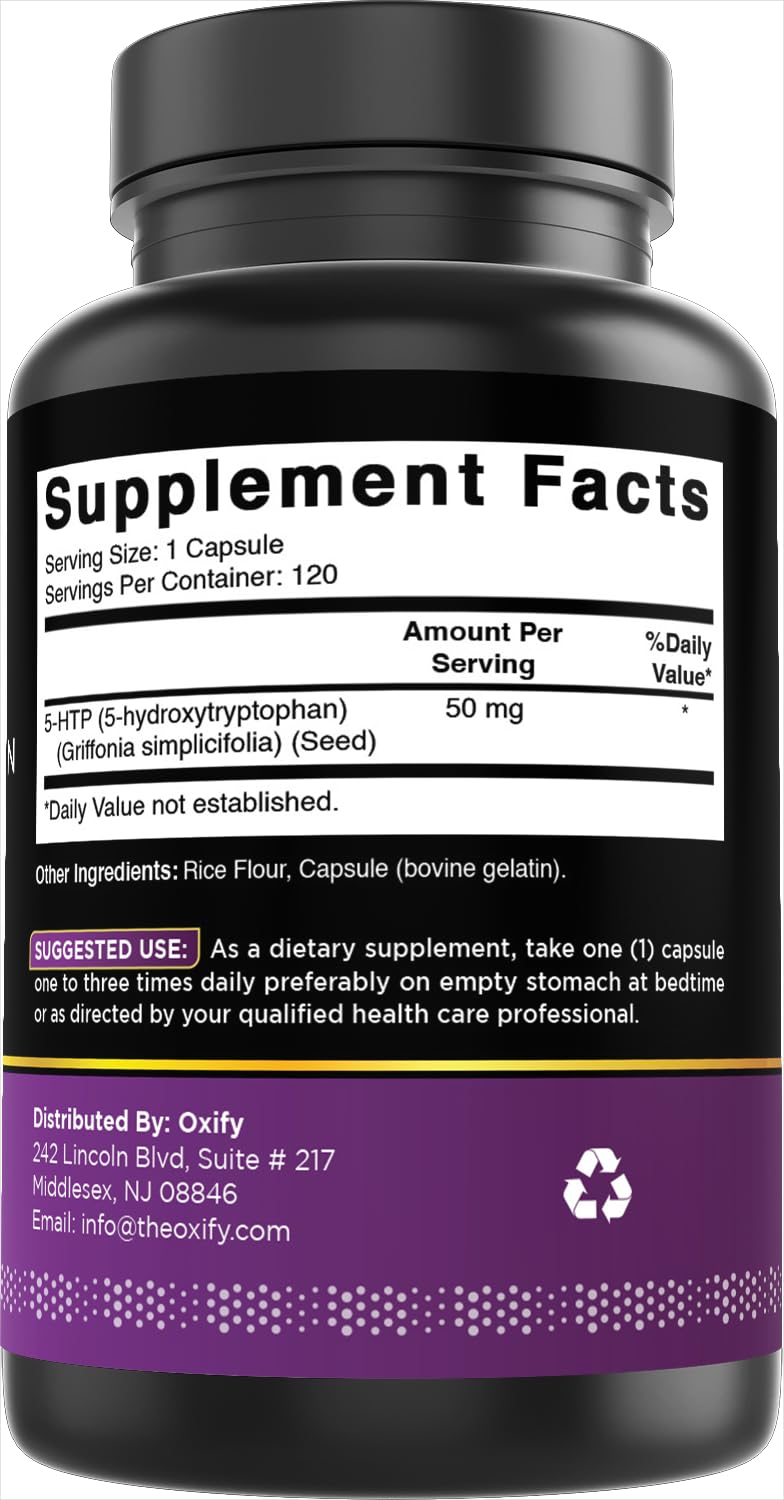Oxify 5-HTP 5-Hydroxytryptophan 50 mg, 120 Capsules
