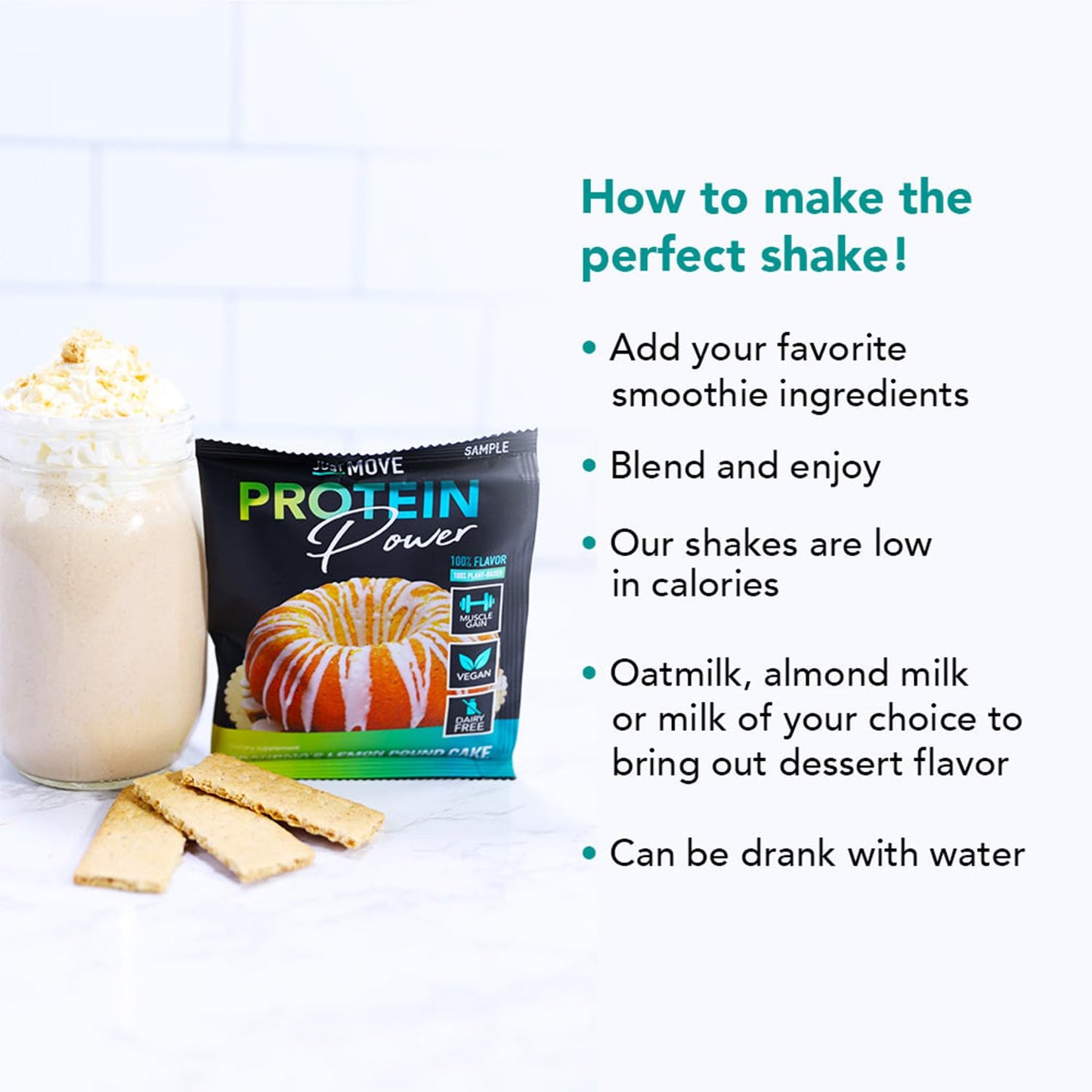 Just Move Protein Powder - Grandma's Lemon Pound Cake - Vegan (Plant Based) - 17.2 oz