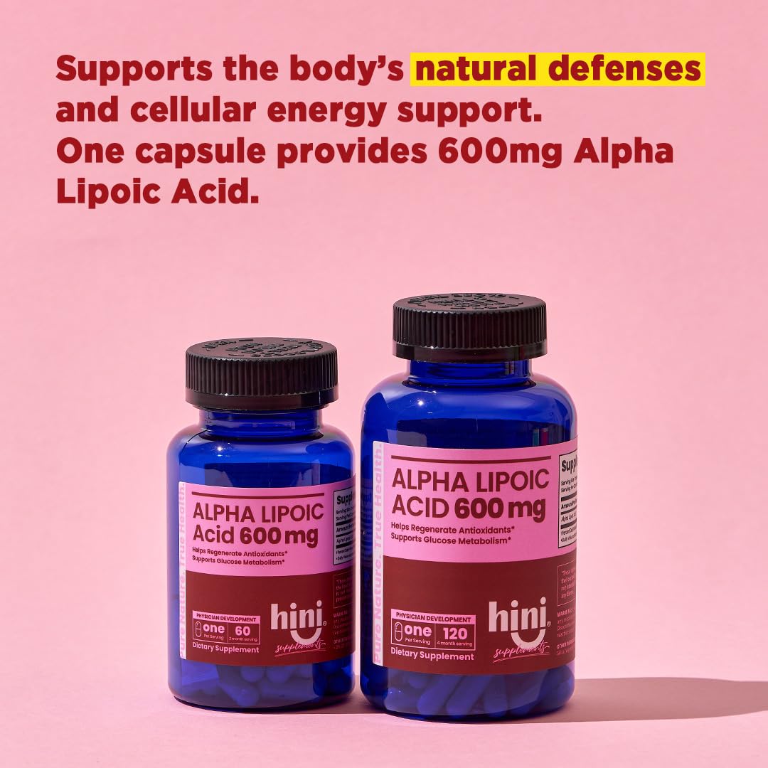 HINI Alpha Lipoic Acid 600 mg Extra Strength ALA Antioxidant Support Capsule 120 Count