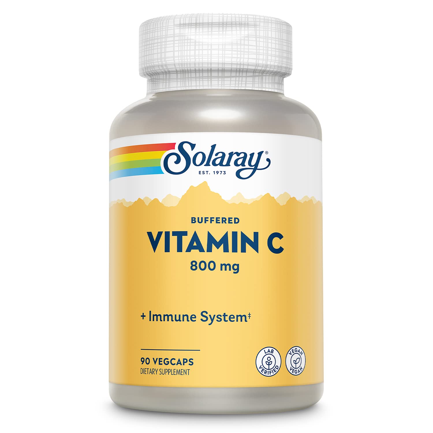 Solaray Buffered Vitamin C 800mg with Rose Hips & Acerola Capsules 90 Count