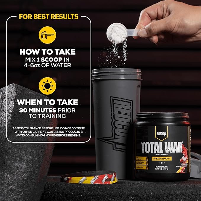 REDCON1 Total War Pre Workout Rocket Bomb Powder, 15.66 oz