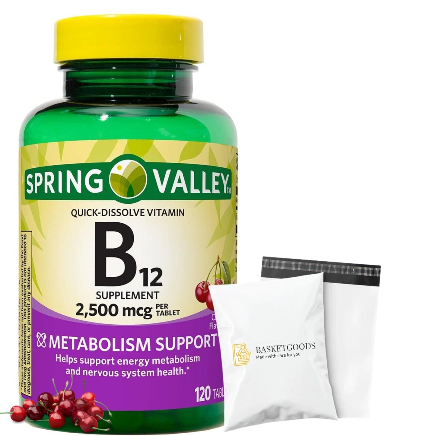 BasketGoods Vitamin B12 2500 mcg Quick-Dissolve Tablets, 120 Tablets