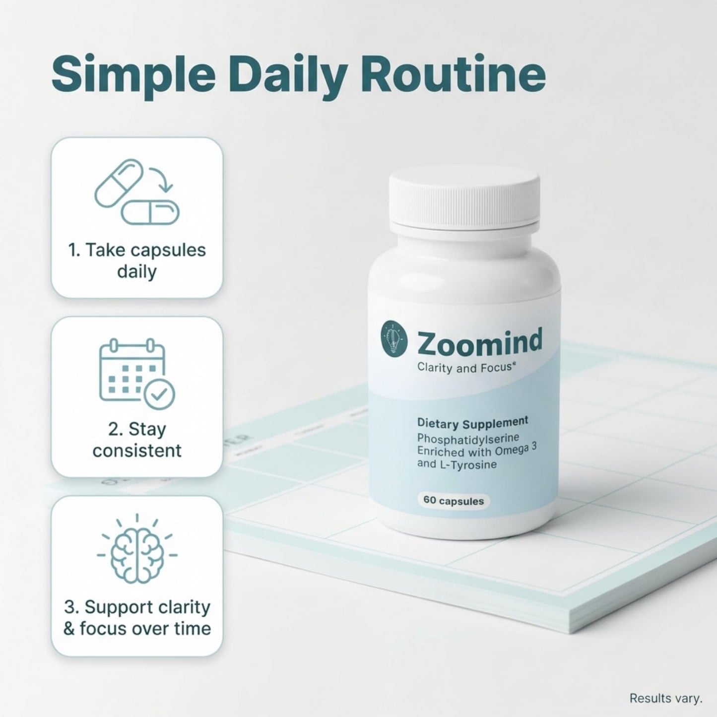 PHARMA SHAUL LTD Zoomind Brain Supplements for Focus and Clarity, 60 Capsules