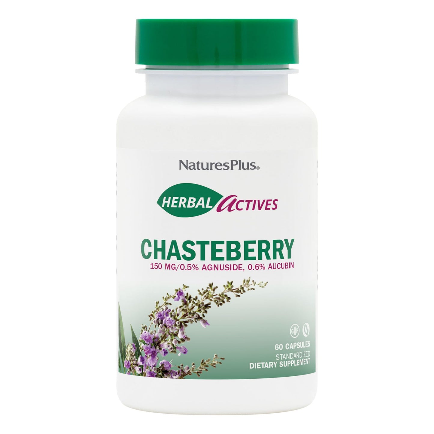 NaturesPlus Herbal Actives Chasteberry Capsules, 60 Count