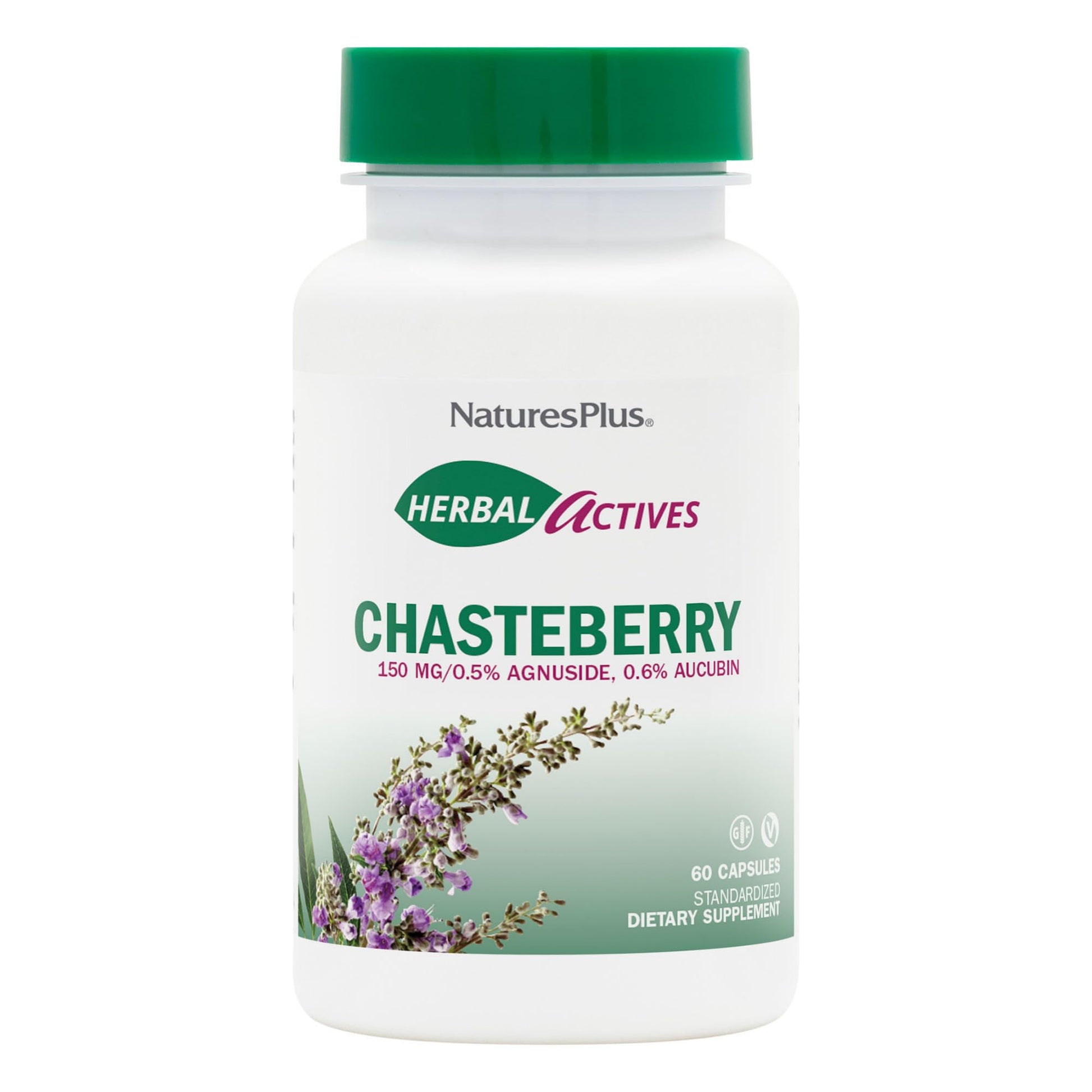 NaturesPlus Herbal Actives Chasteberry Capsules, 60 Count