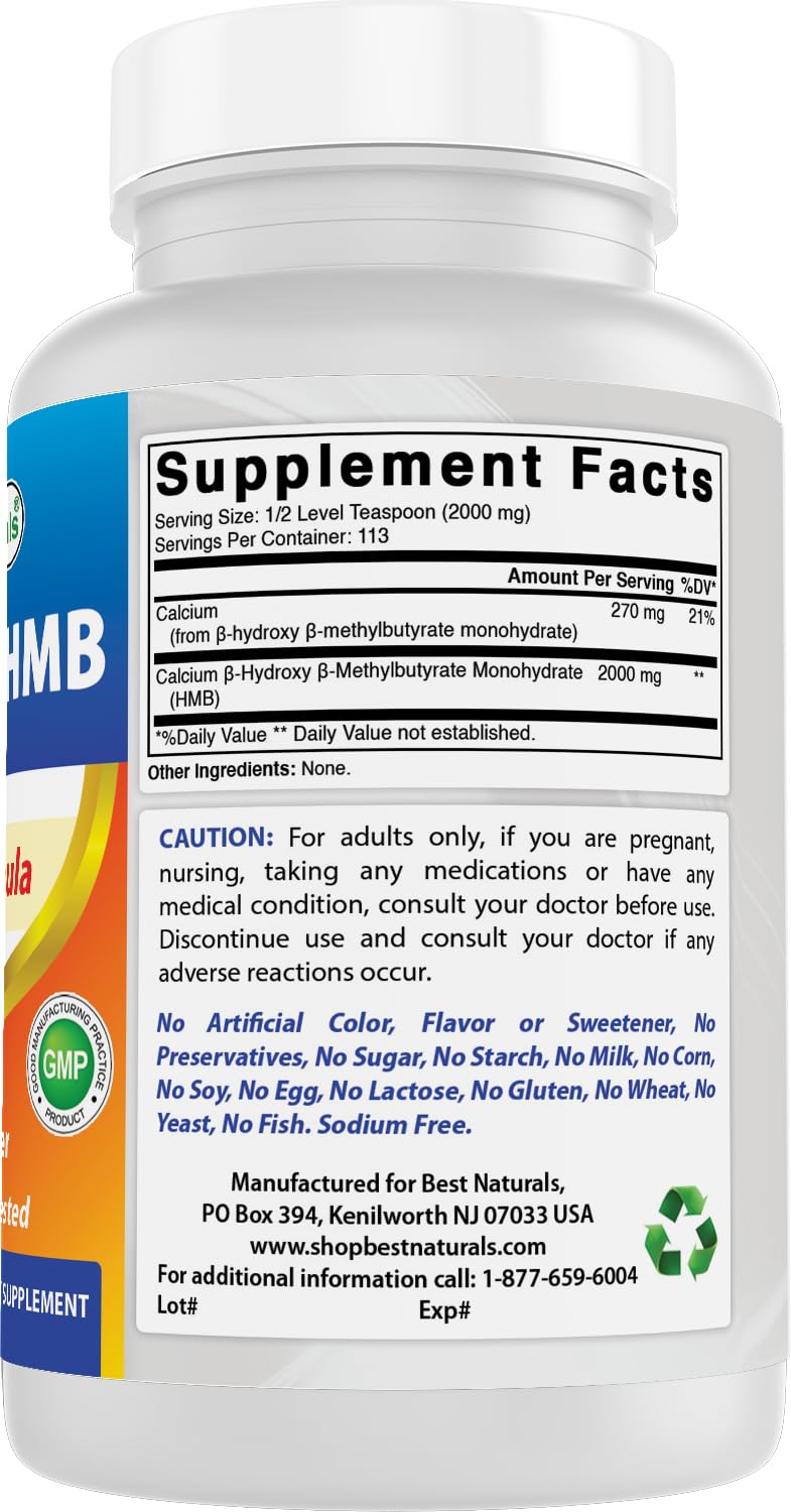 Best Naturals HMB (Beta-Hydroxy Beta-Methylbutyrate) Pure Powder 8 oz