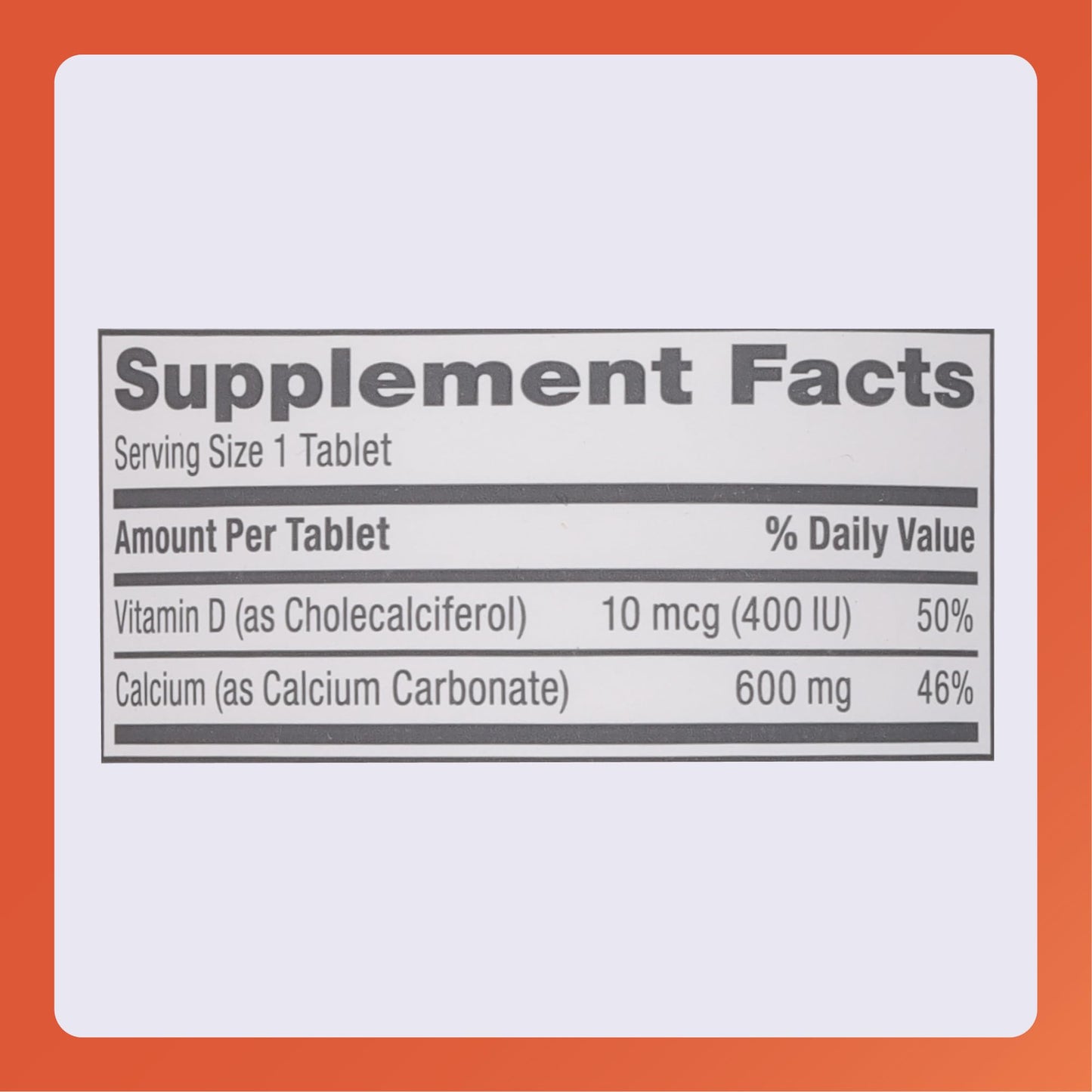 Rugby Laboratories Calcium Tablets 600mg with Vitamin D3 400IU (10mcg) 180 Tablets