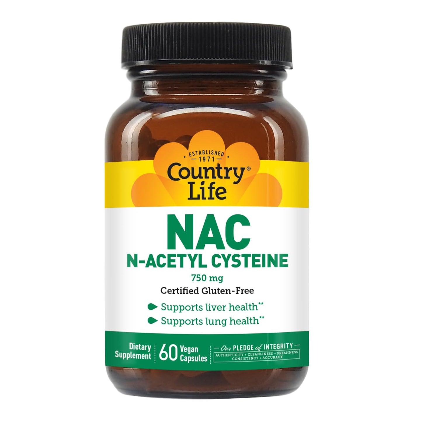 Country Life N-Acetyl Cysteine (NAC) 750 mg Capsule, 60 Count