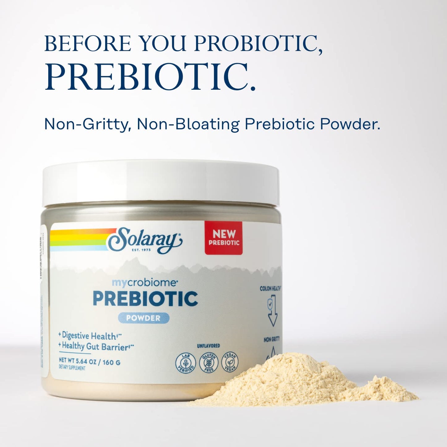 SOLARAY Mycrobiome Prebiotic Powder, 20 Servings, 5.64 oz