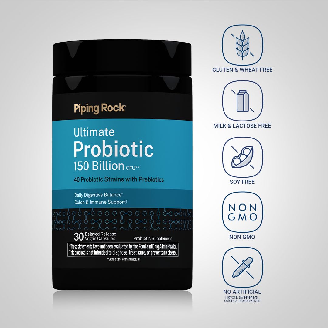 Piping Rock Ultimate Probiotic 150 Billion CFU Capsules, 30 Count