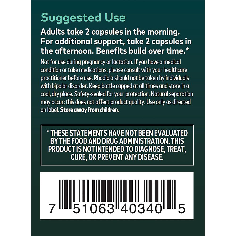 Gaia Herbs Stress Response with Rhodiola, Ashwagandha, Holy Basil Capsules, 30 Count