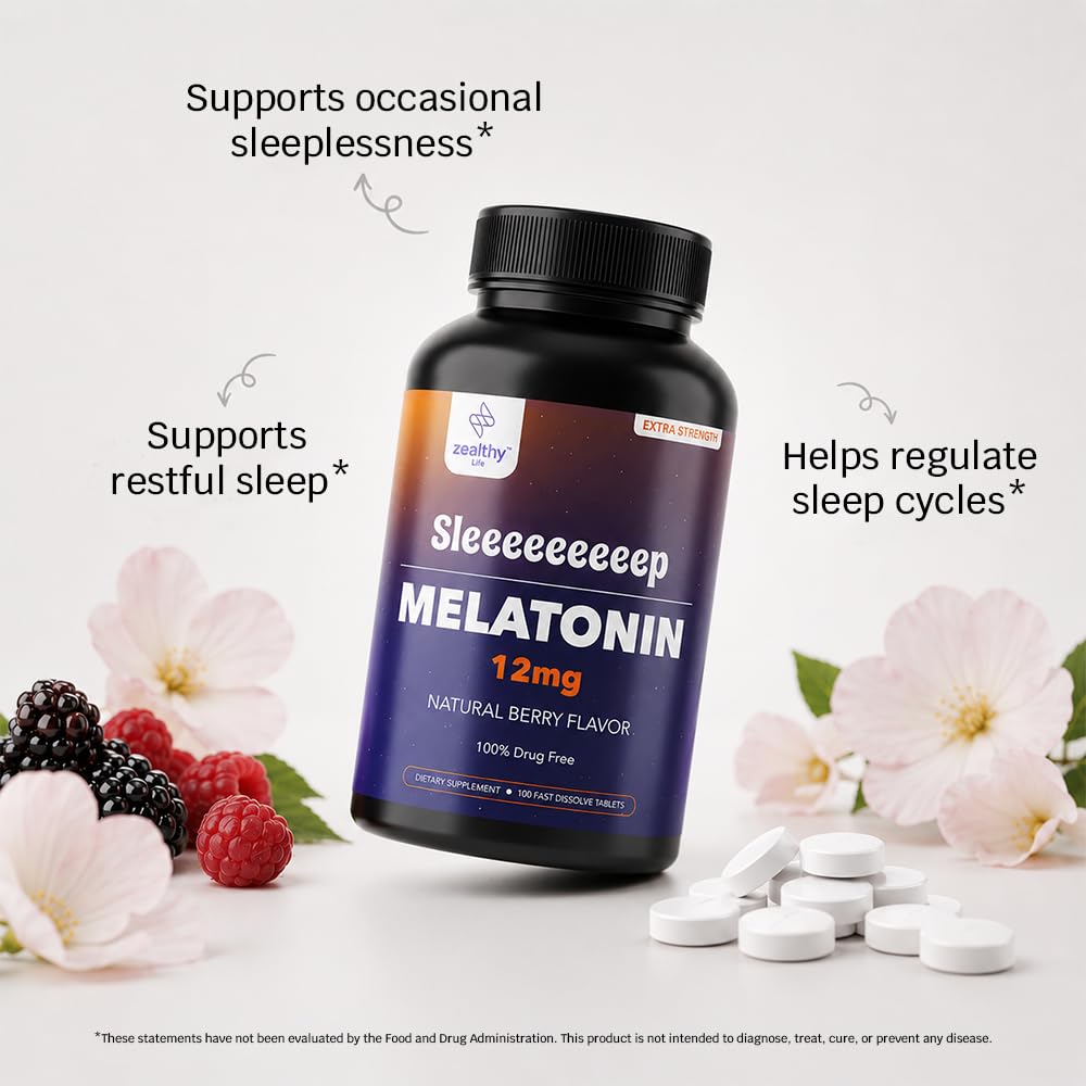 Z Zealthy Life Melatonin Fast Dissolve 12mg Tablets, 100 Tablets
