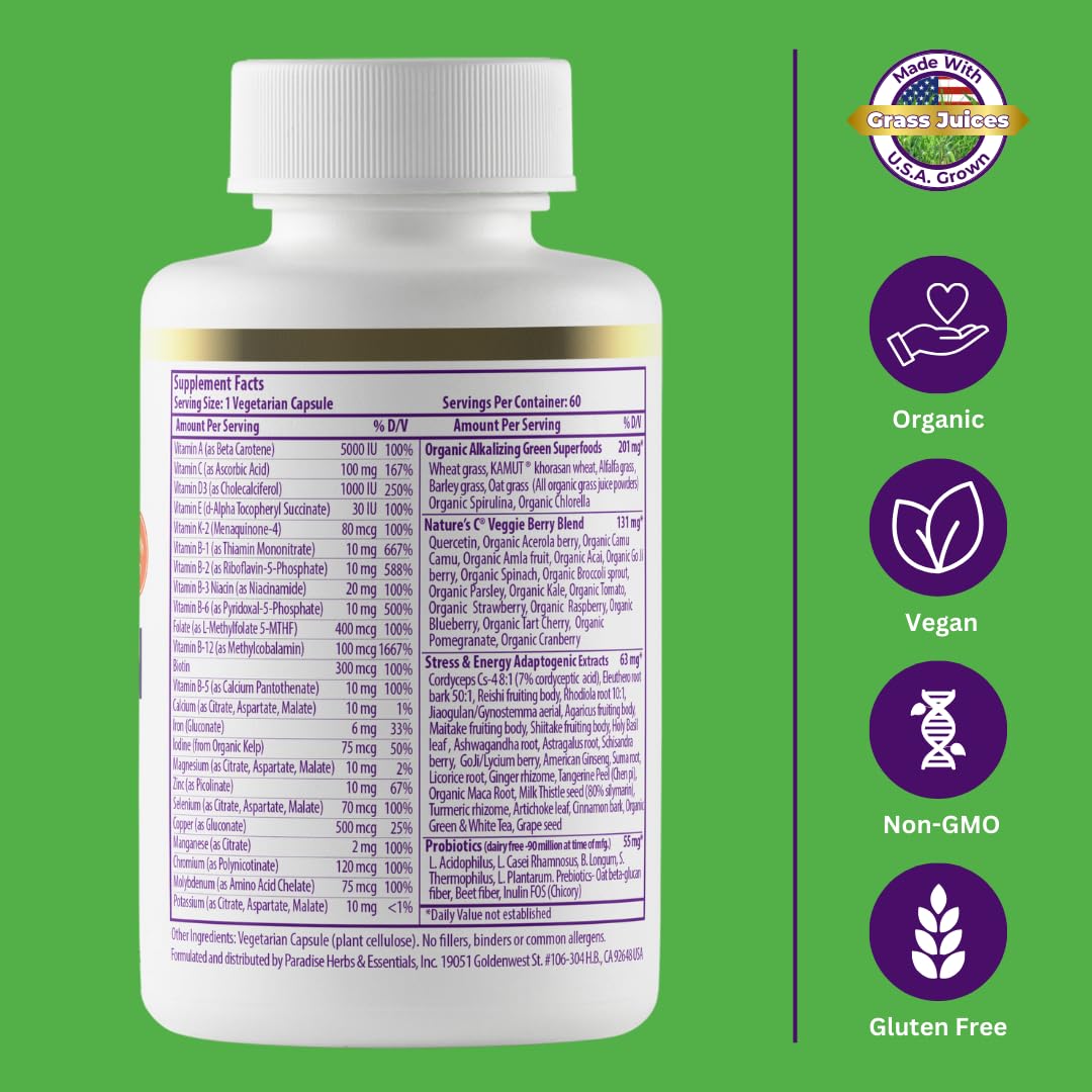 Paradise Herbs Earth's Blend Once Daily Multivitamin Capsules, 60 Count