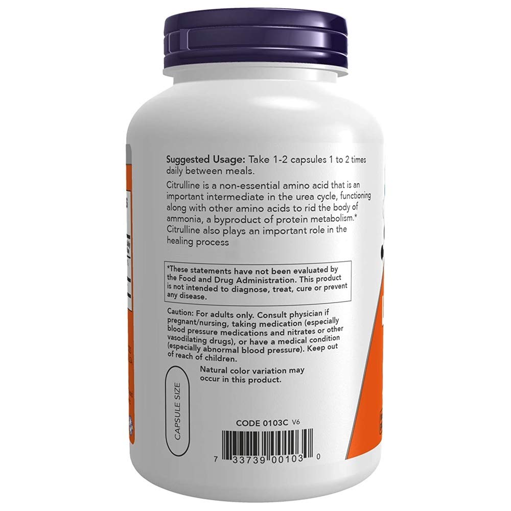 NOW Foods L-Citrulline 750 mg Capsule 180 Capsules