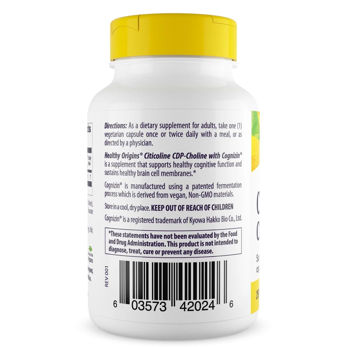 Healthy Origins Cognizin Citicoline 250 mg Capsules, 60 Count