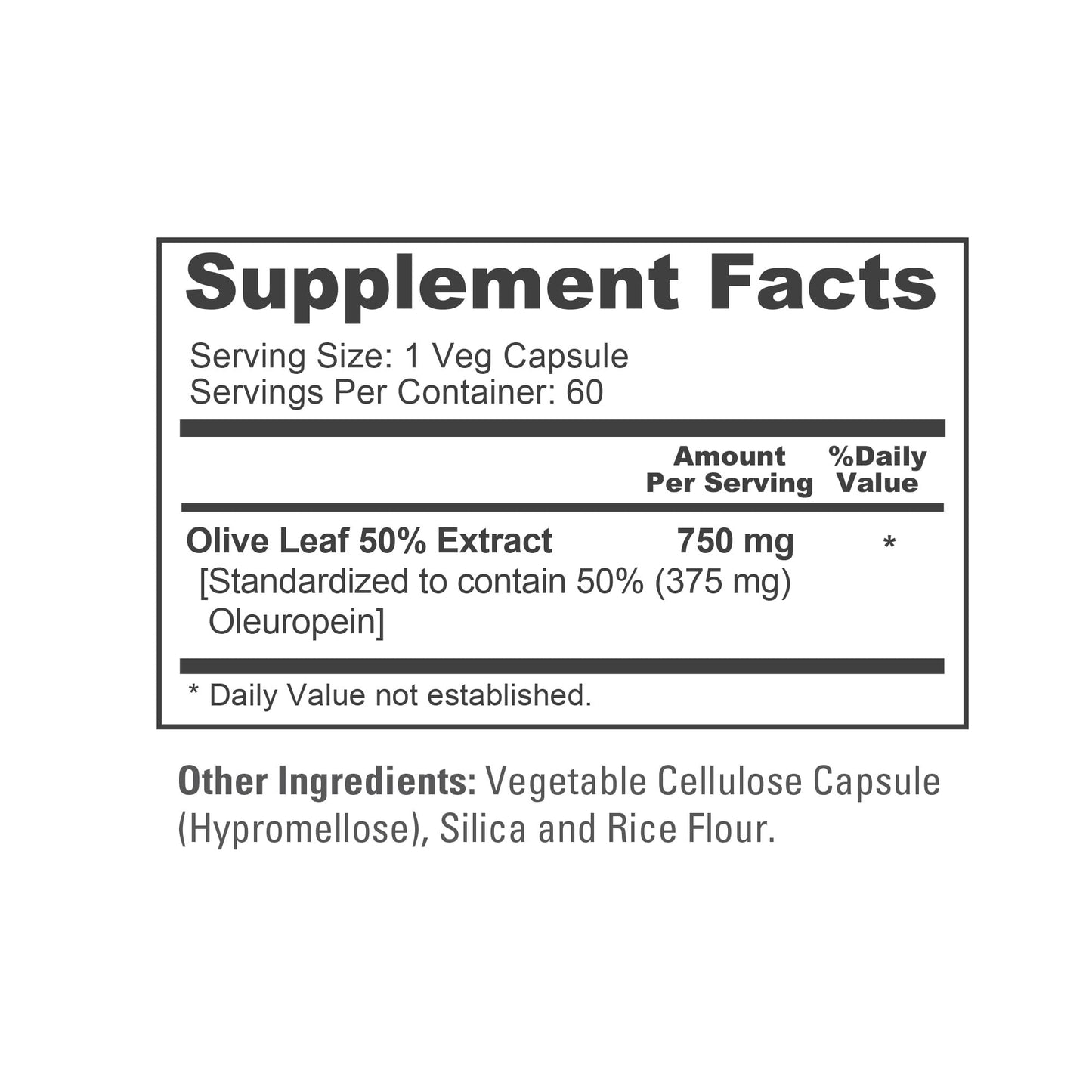 NusaPure Olive Leaf Extract Capsule 750mg, 60 Capsules