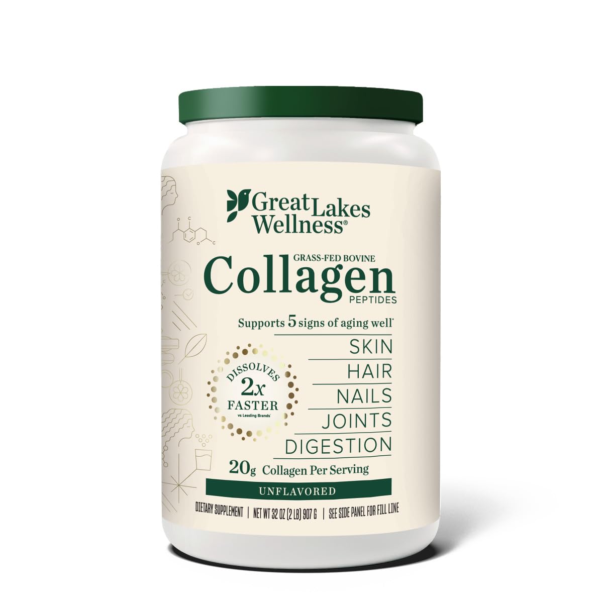 Great Lakes Wellness Collagen Peptides Powder, 32 oz
