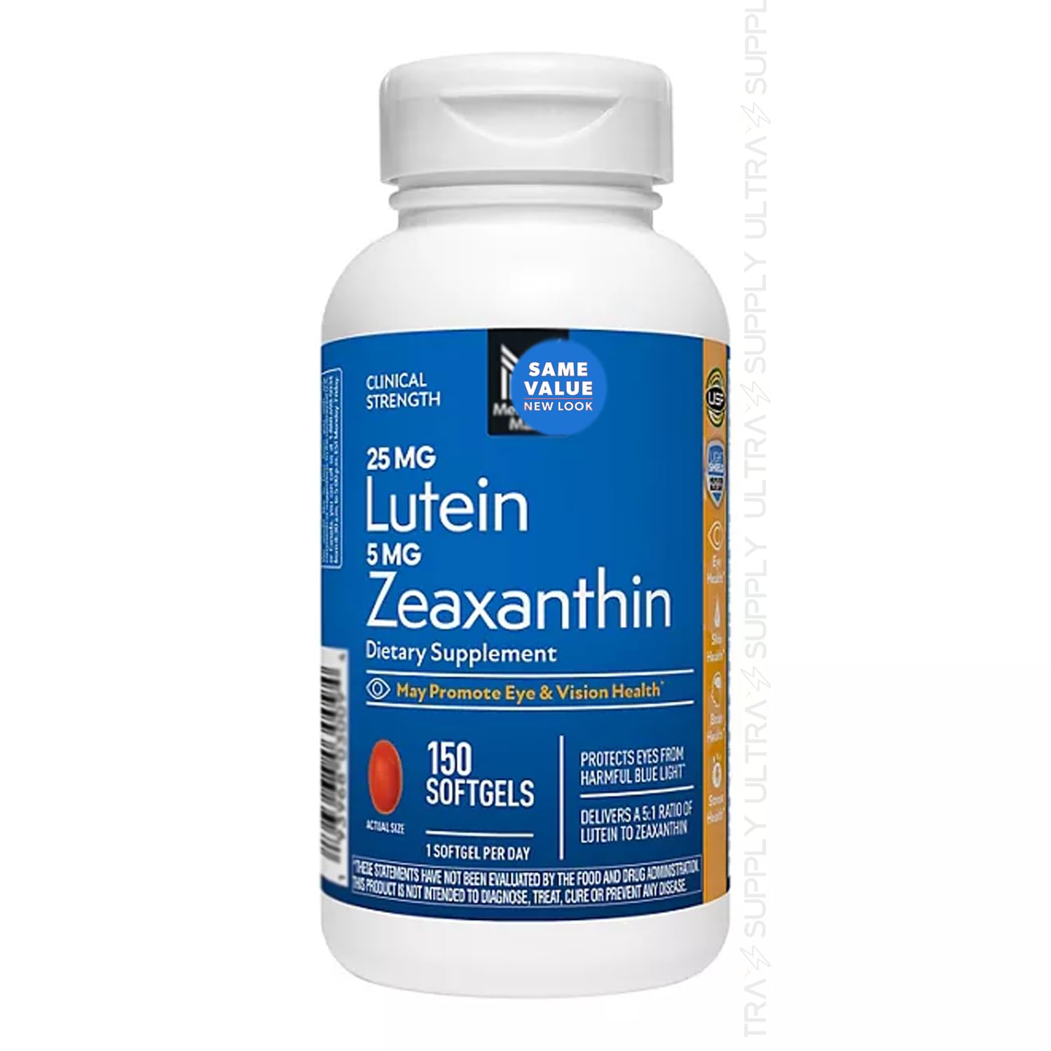 Generic Lutein with Zeaxanthin, 25 mg & 5 mg Softgels, 150 Count