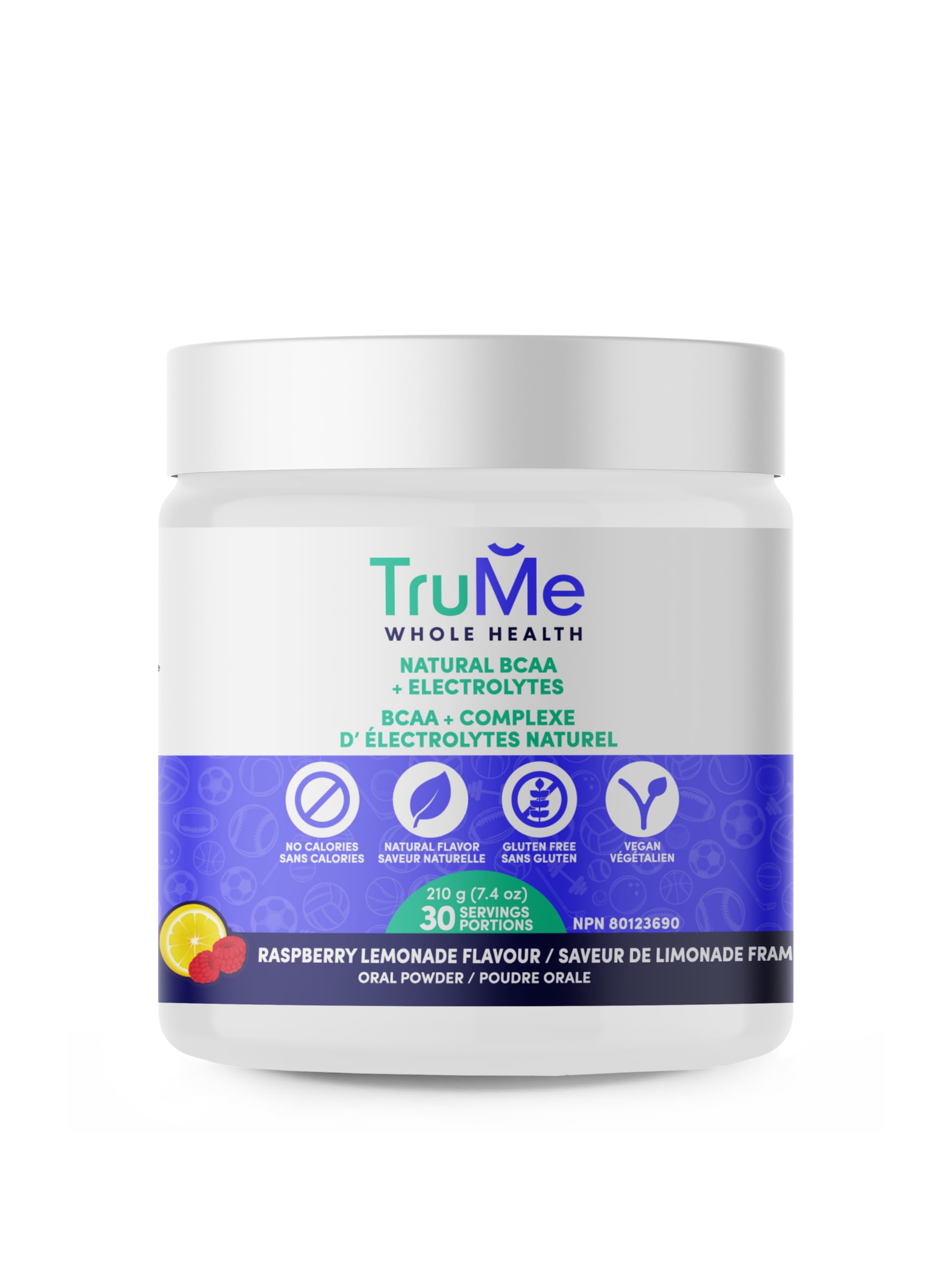 TruMe Whole Health Raspberry Lemonade BCAA + Electrolytes Powder, 7.41 Ounce
