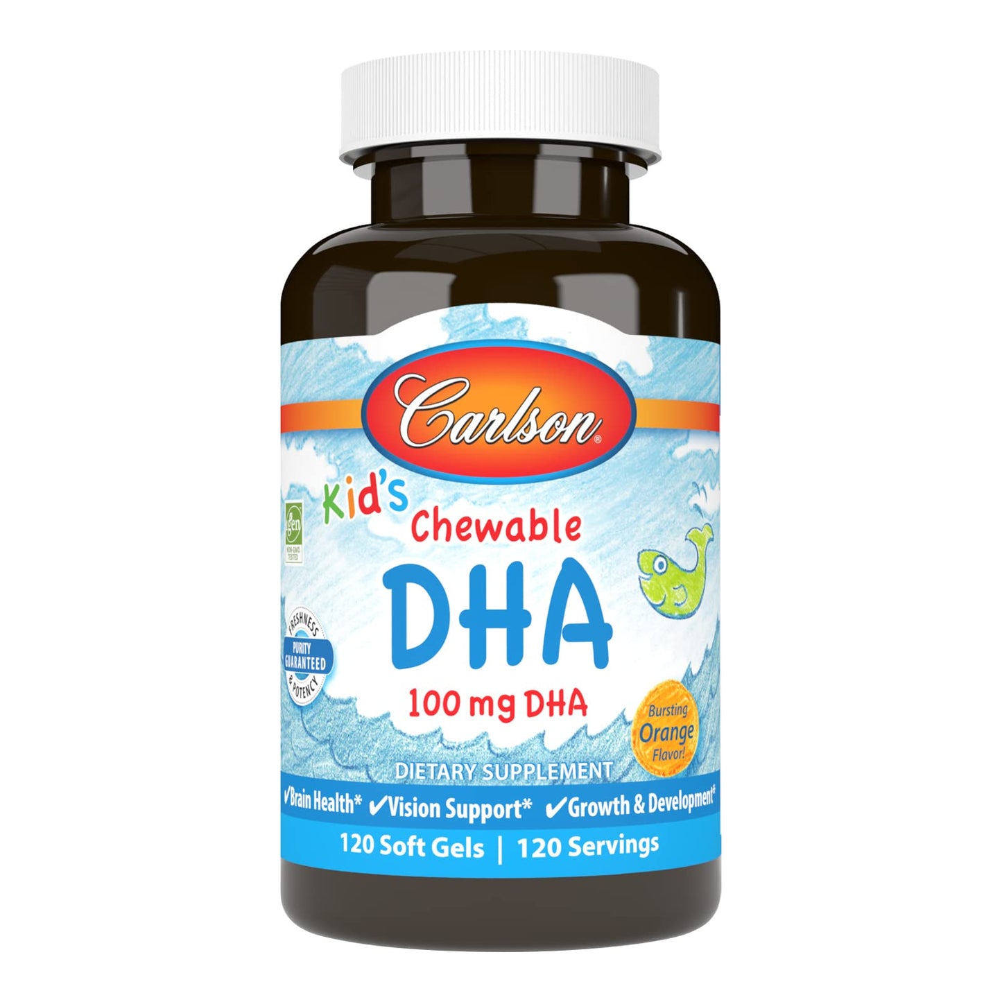 Carlson Kid's Chewable DHA (100 mg DHA) Softgels, 120 Count