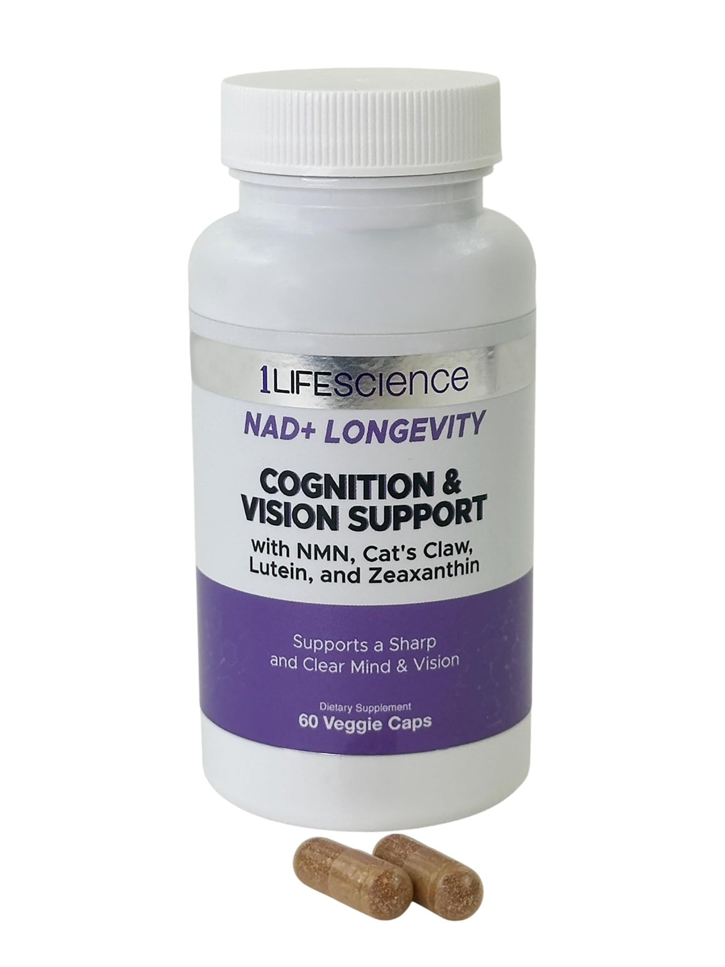 1LifeScience Cognition & Vision Support Supplement NAD+ Support Formula 60 Capsules