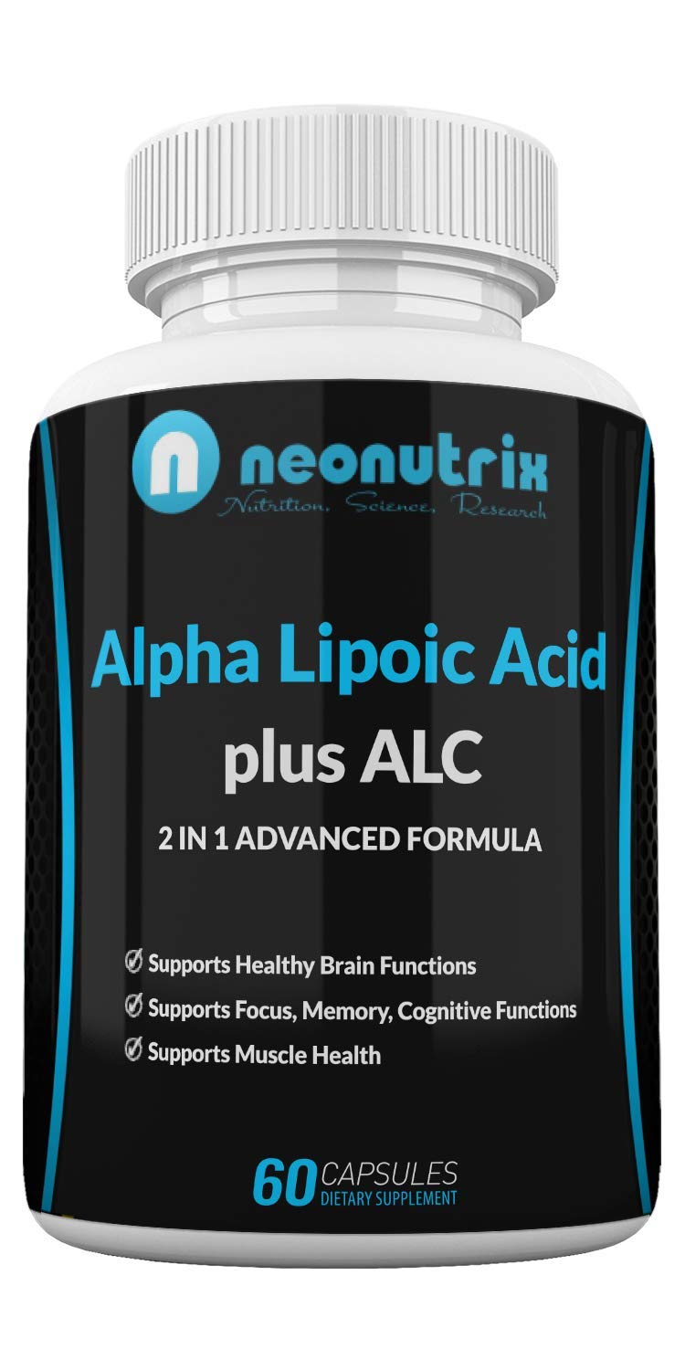 Neonutrix Nutrition, Science, Research Alpha Lipoic Acid Plus Acetyl L-Carnitine Antioxidant Supplement ALA ALC Capsule, 60 Count