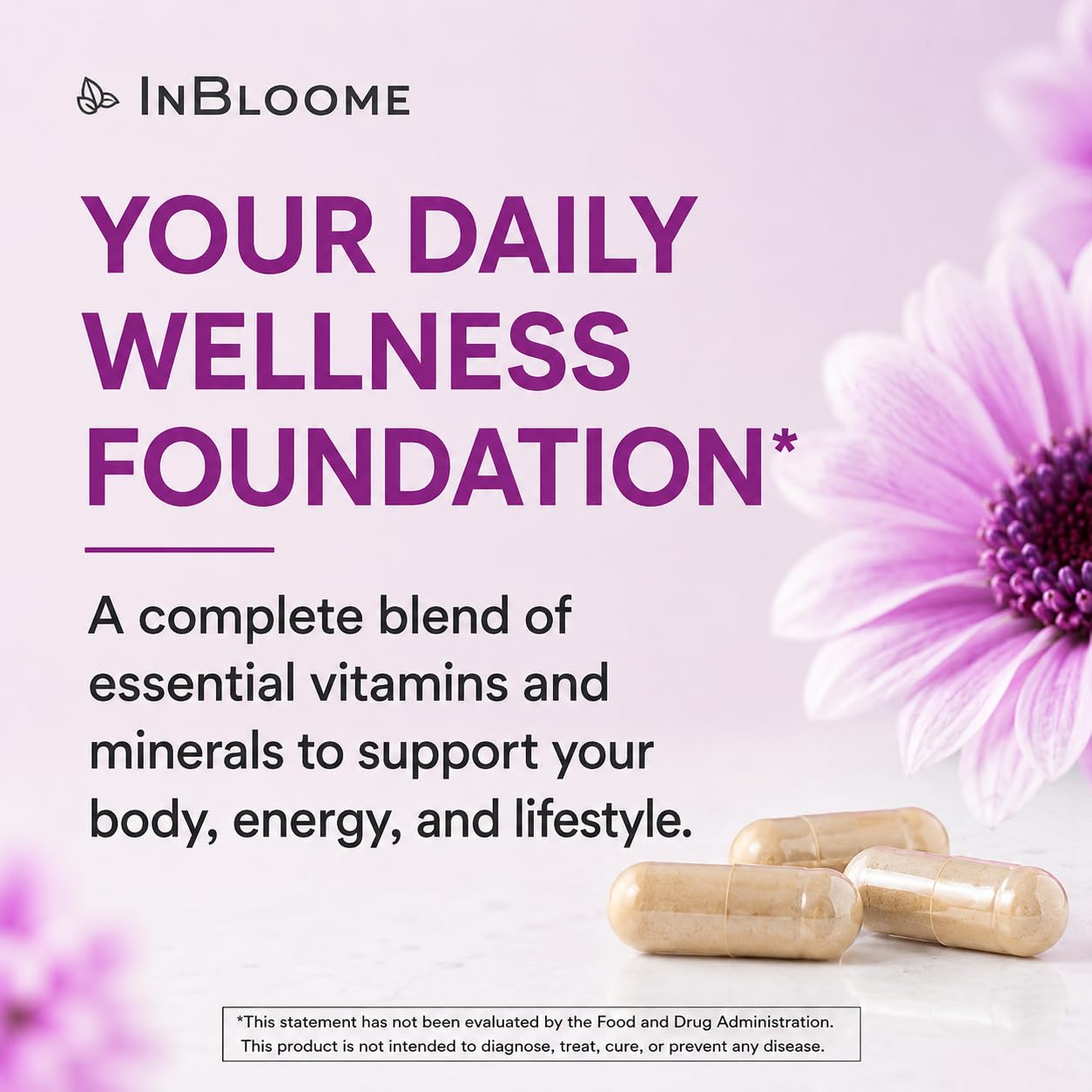 Generic InBloome Women’s Multivitamin Supplement – Daily Multivitamin with Vitamins A, C, D, E & B-Complex, Biotin + Zinc – Immune & Energy Support, 60 Capsules