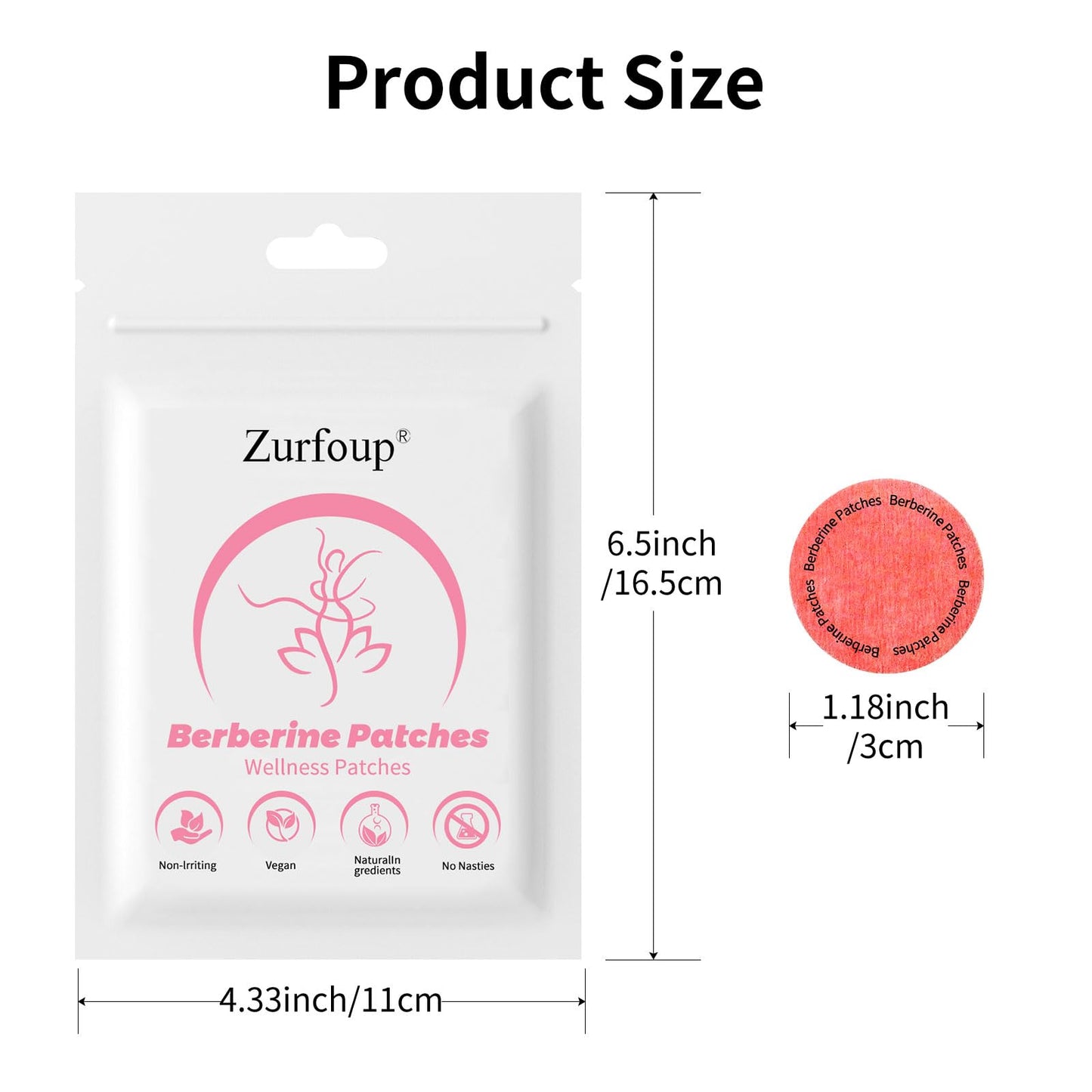 Zurfoup Berberine Patches with L Glutamine, Chromium, Pomegranate and Cinnamon Tablet 120