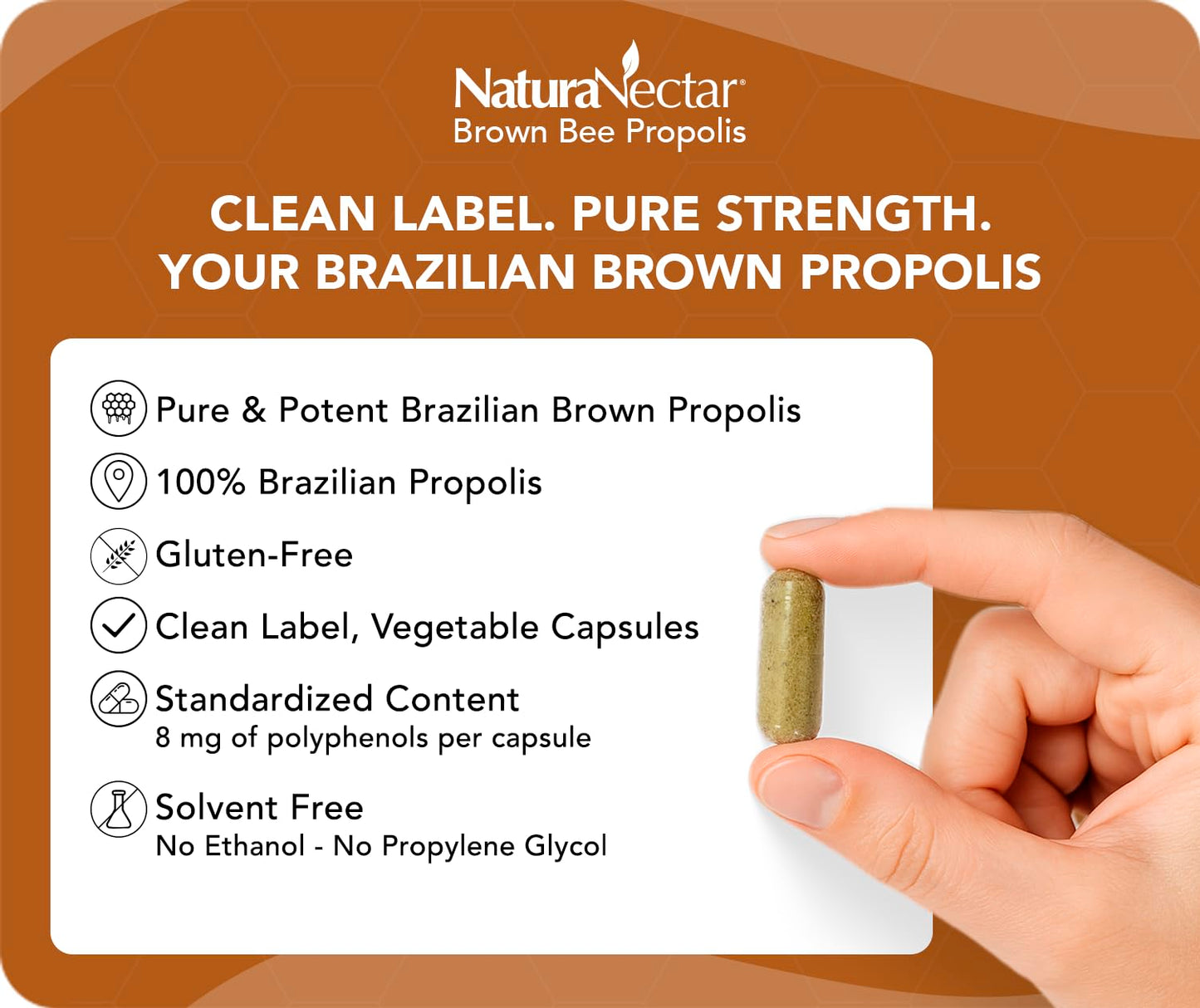 NaturaNectar Brown Bee Propolis Capsule, 60 Count