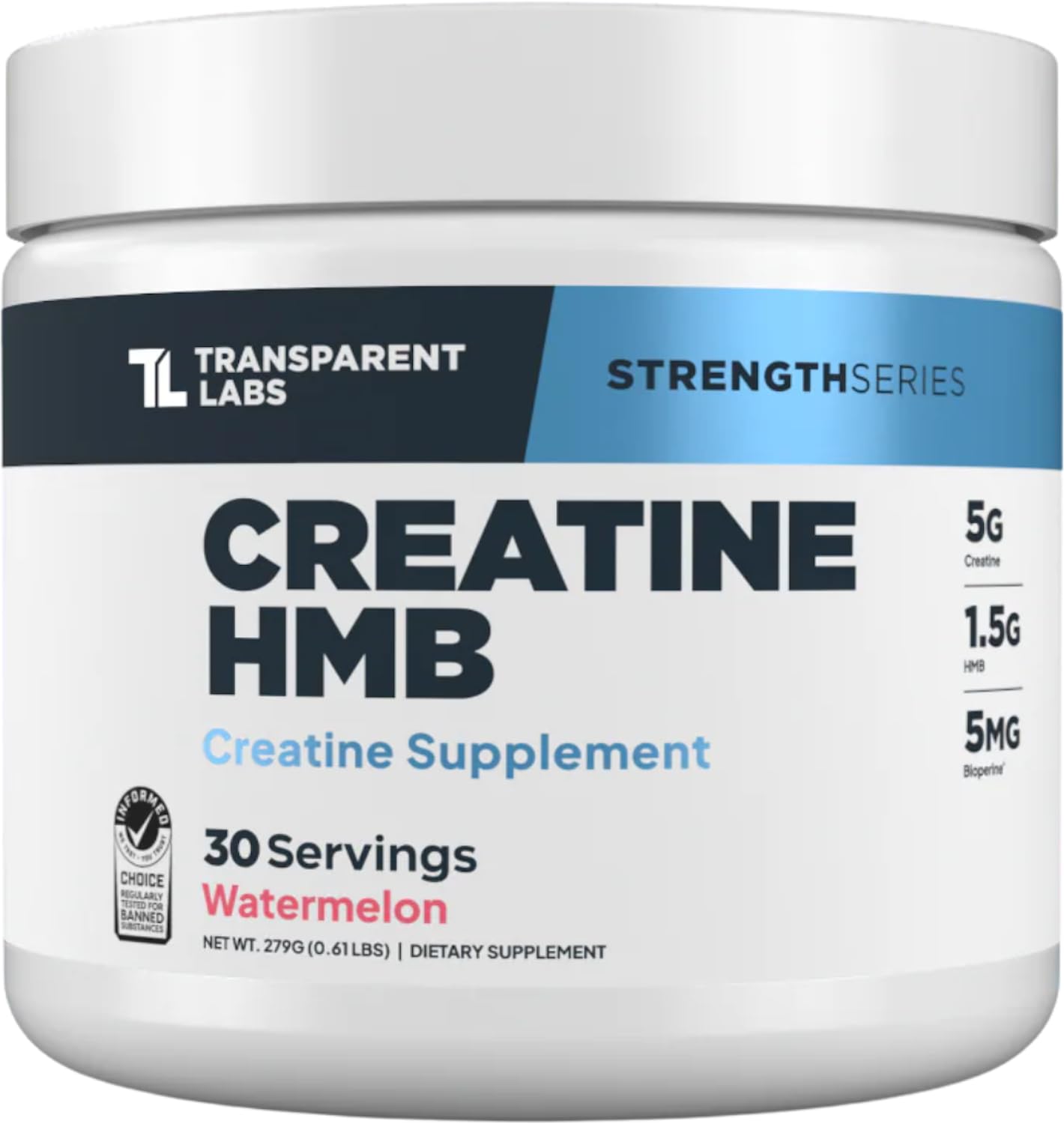 Transparent Labs Creatine HMB Creatine Monohydrate Powder with HMB, 30 Servings