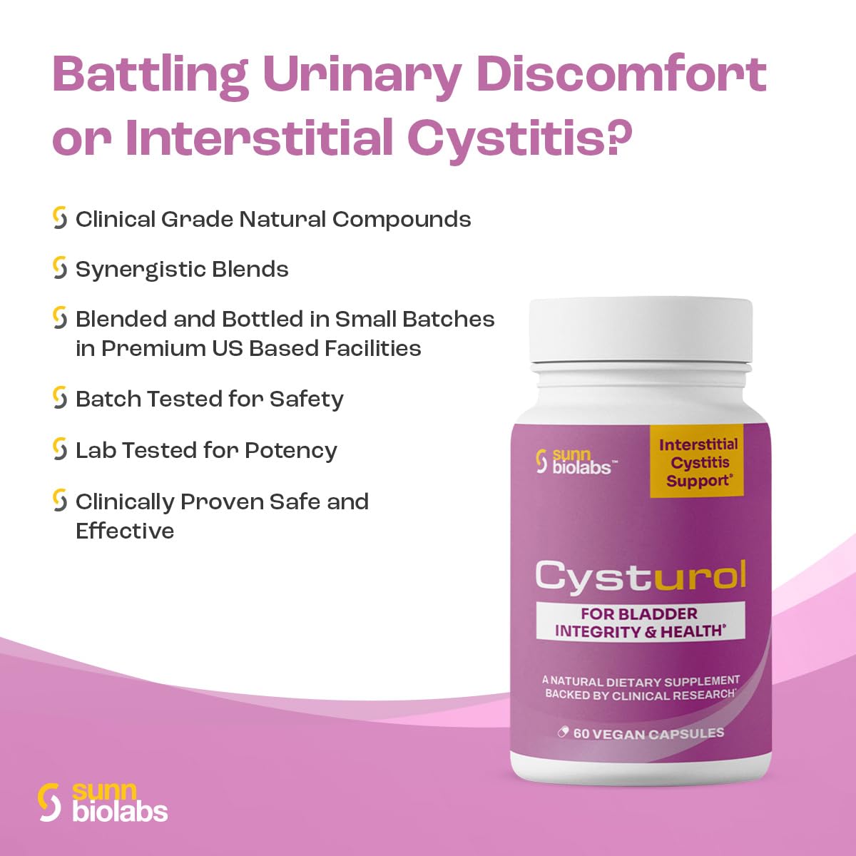 SUNN BIOLABS CYSTUROL Bladder Support Supplement Capsule, 60 Count