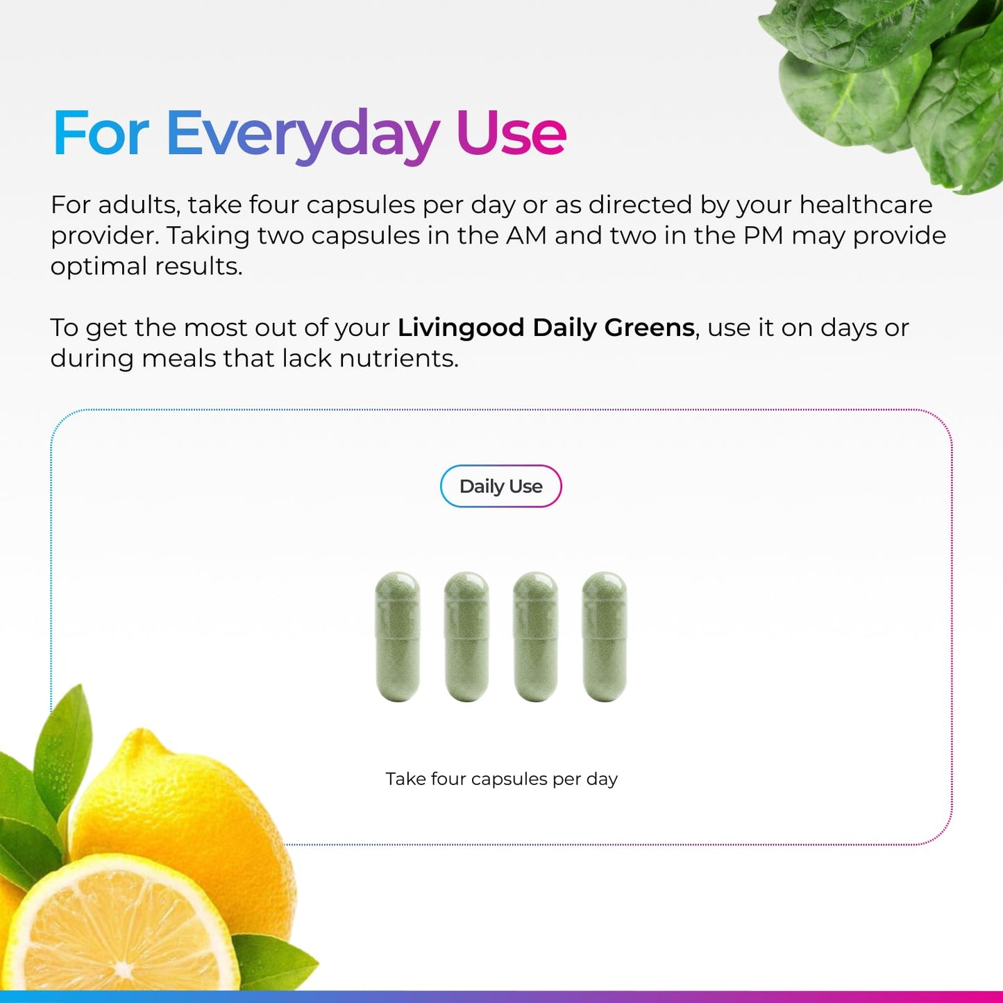 Livingood Daily Greens Capsules, 120 Count